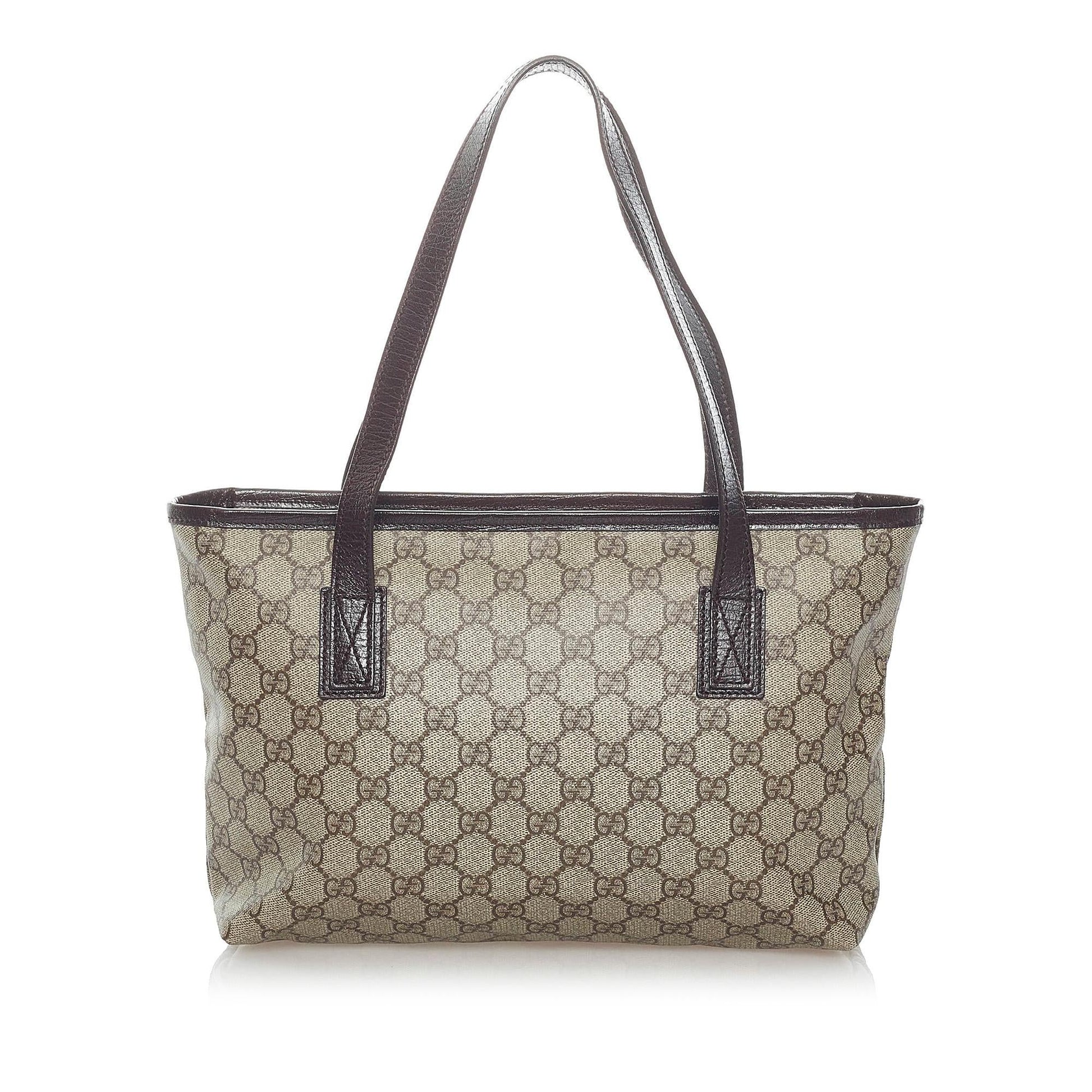 Gucci GG Supreme SHG Canvas Calf Brown Tote Bag 6