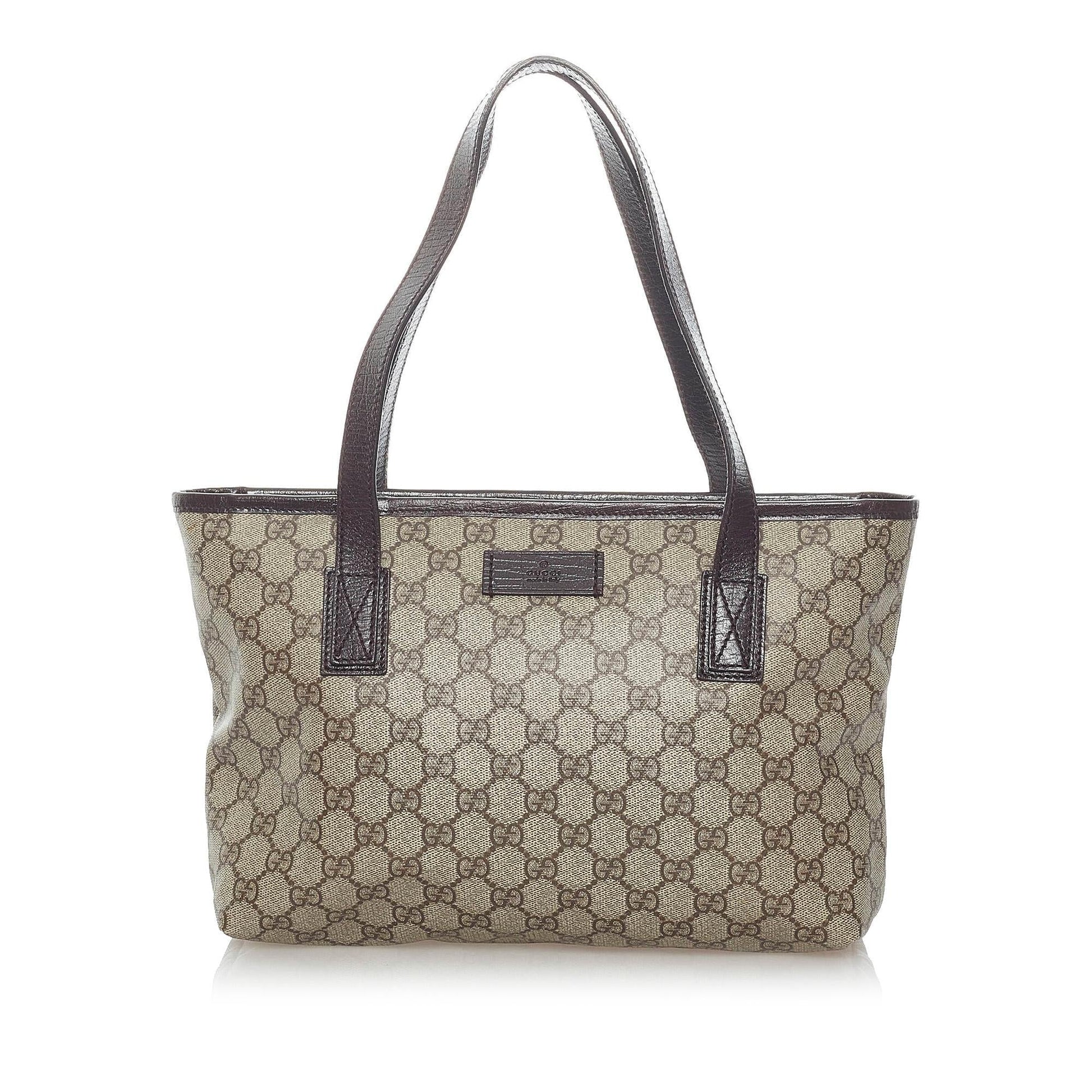 Gucci GG Supreme SHG Canvas Calf Brown Tote Bag 6