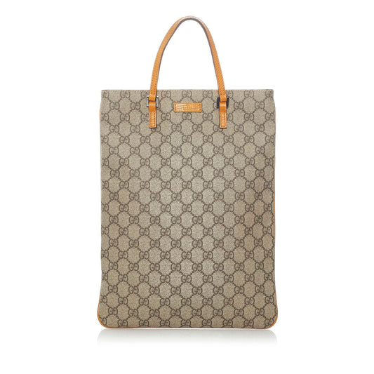 Gucci GG Supreme SHG Canvas Calf Brown Tote Bag
