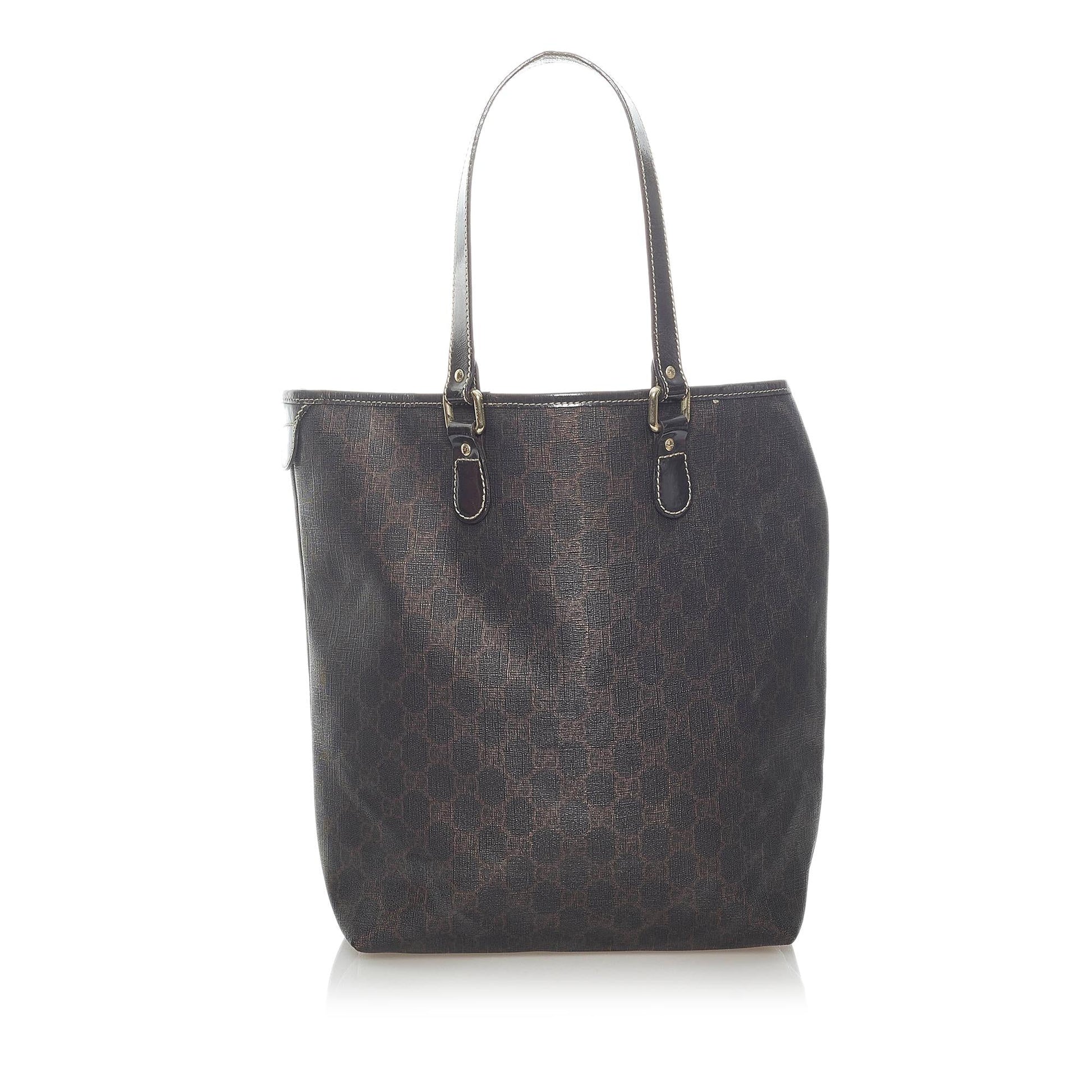 Gucci GG Supreme SHG-DcfpWV Canvas Calf Brown Tote Bag