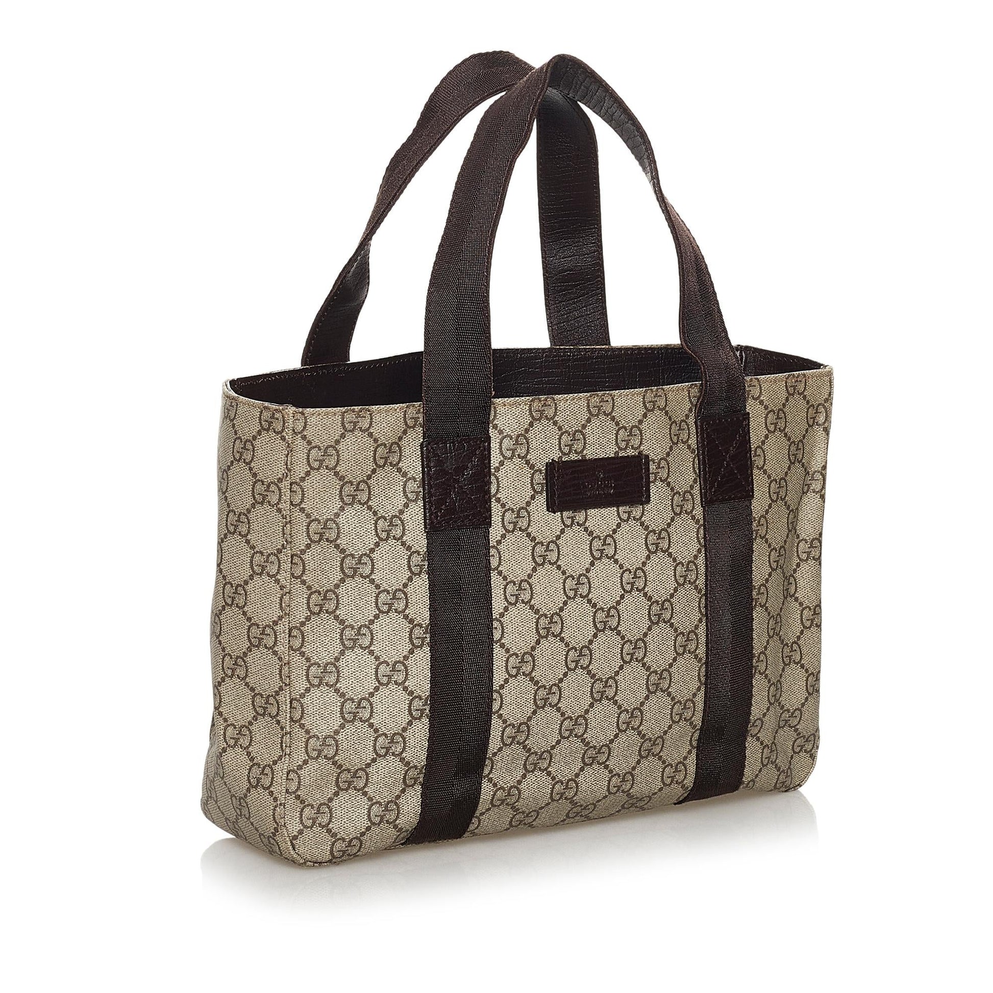 Gucci GG Supreme SHG Canvas Calf Brown Tote Bag Tote Shg