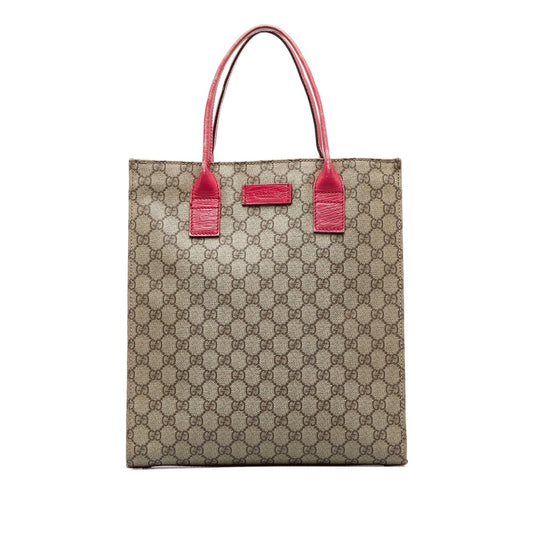 Gucci GG Supreme SHG-PIW0dp Canvas Calf Brown Pink Tote Bag