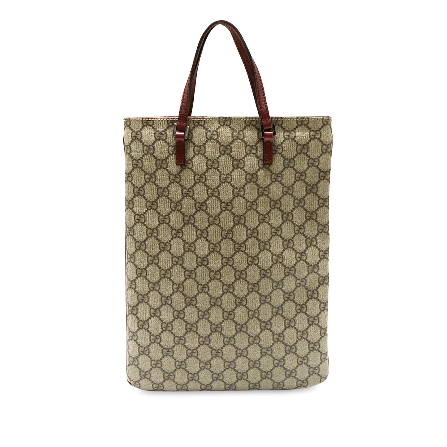 Gucci GG Supreme SHG-WOu9aR Canvas Calf Brown Red Tote Bag