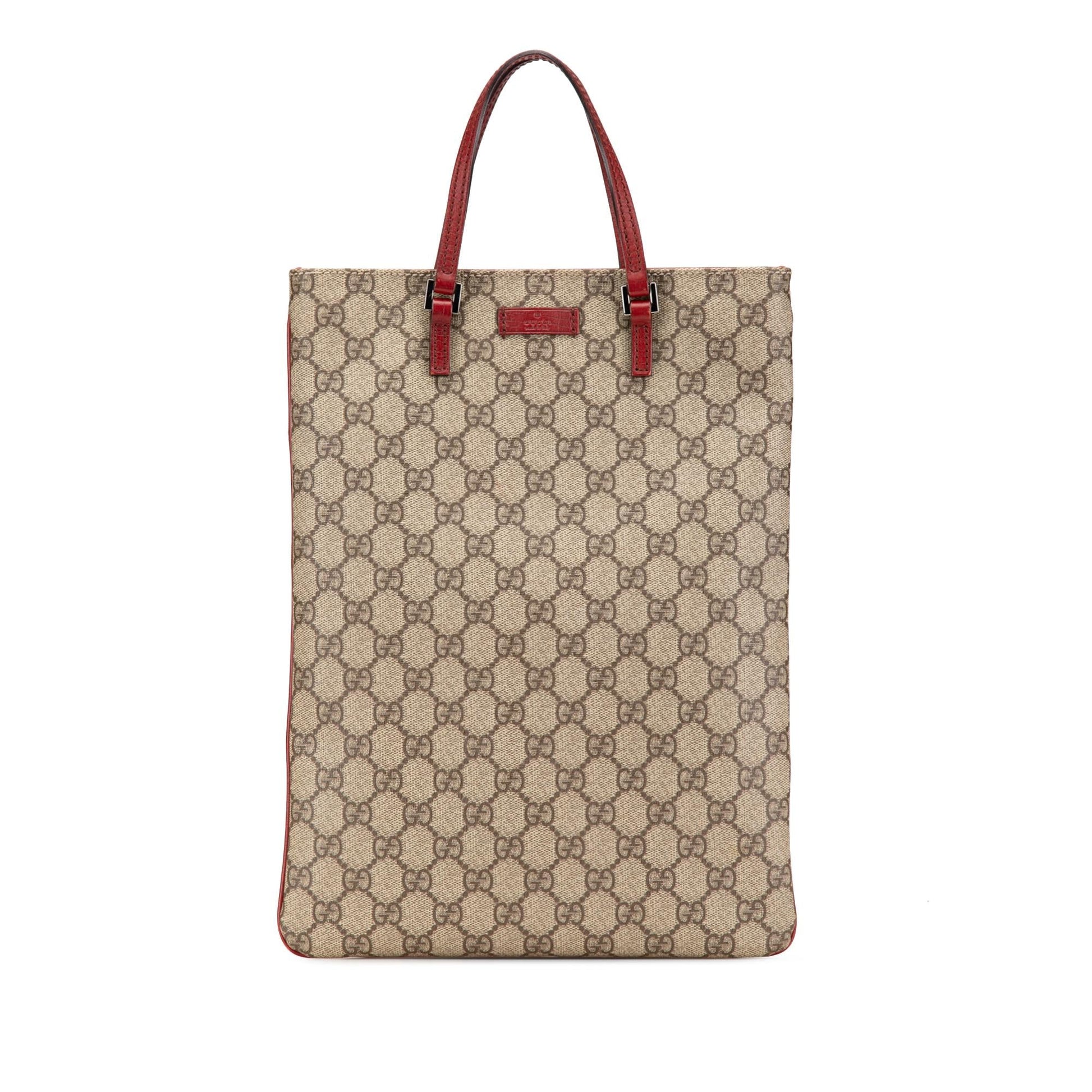 Gucci GG Supreme Canvas Calf Brown Red Tote Bag Supreme Tote
