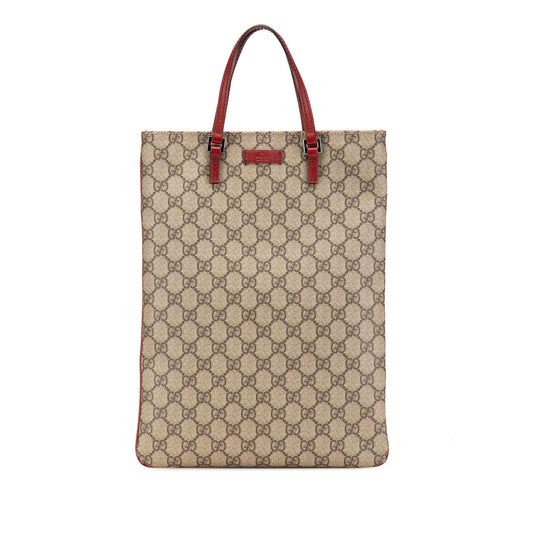 Gucci GG Supreme Canvas Calf Brown Red Tote Bag Supreme Tote