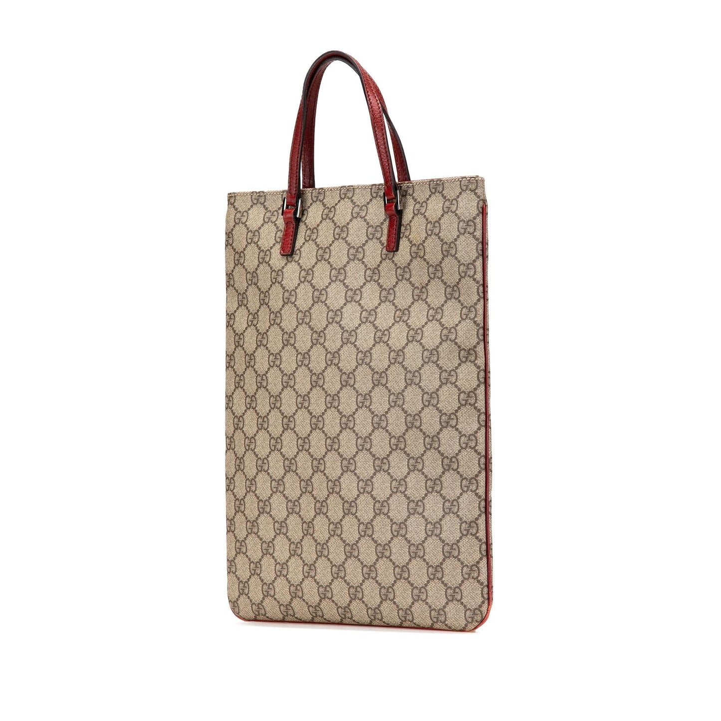 Gucci GG Supreme Canvas Calf Brown Red Tote Bag Tote 1