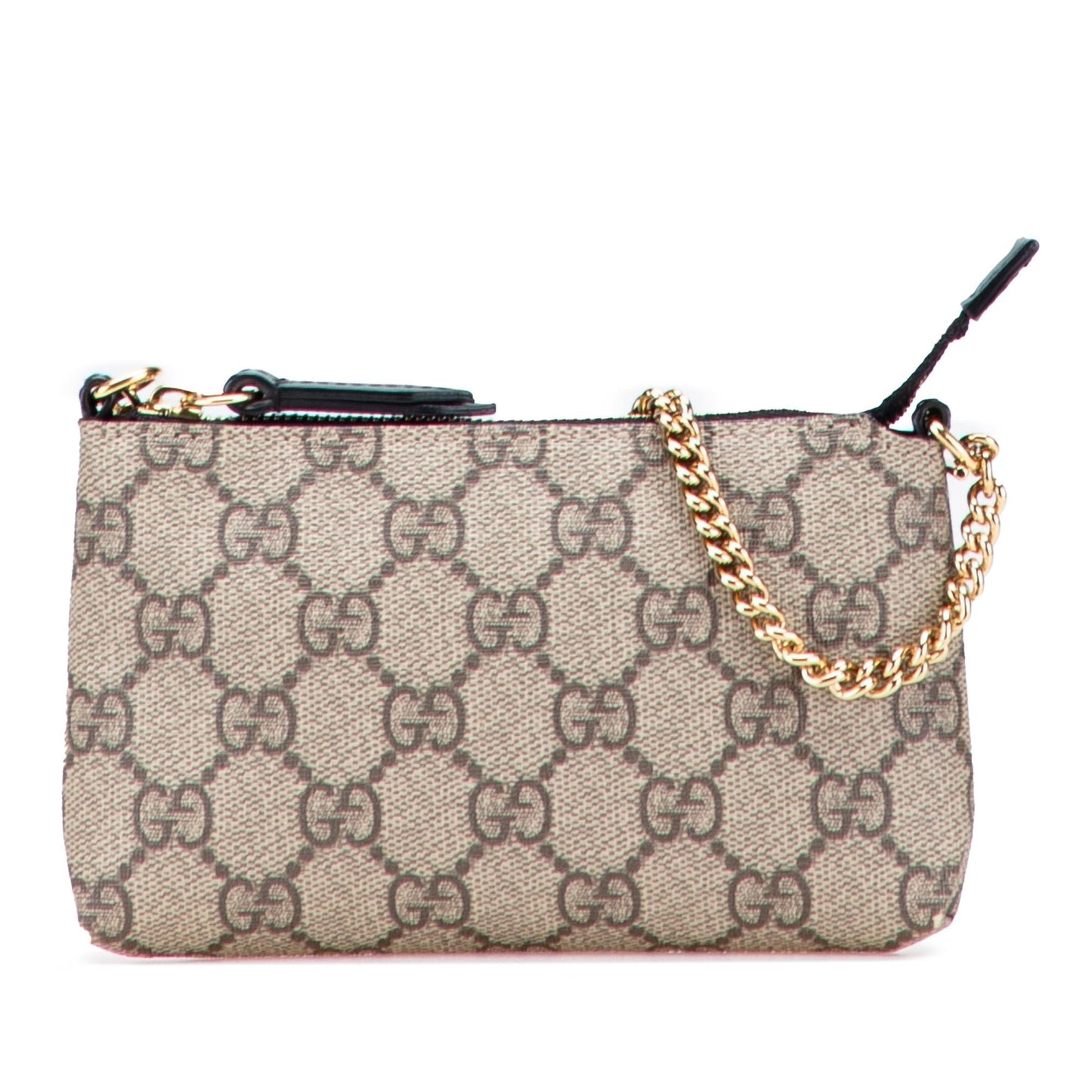 Gucci GG Supreme Wallet on Canvas Brown Chain Satchel Bag