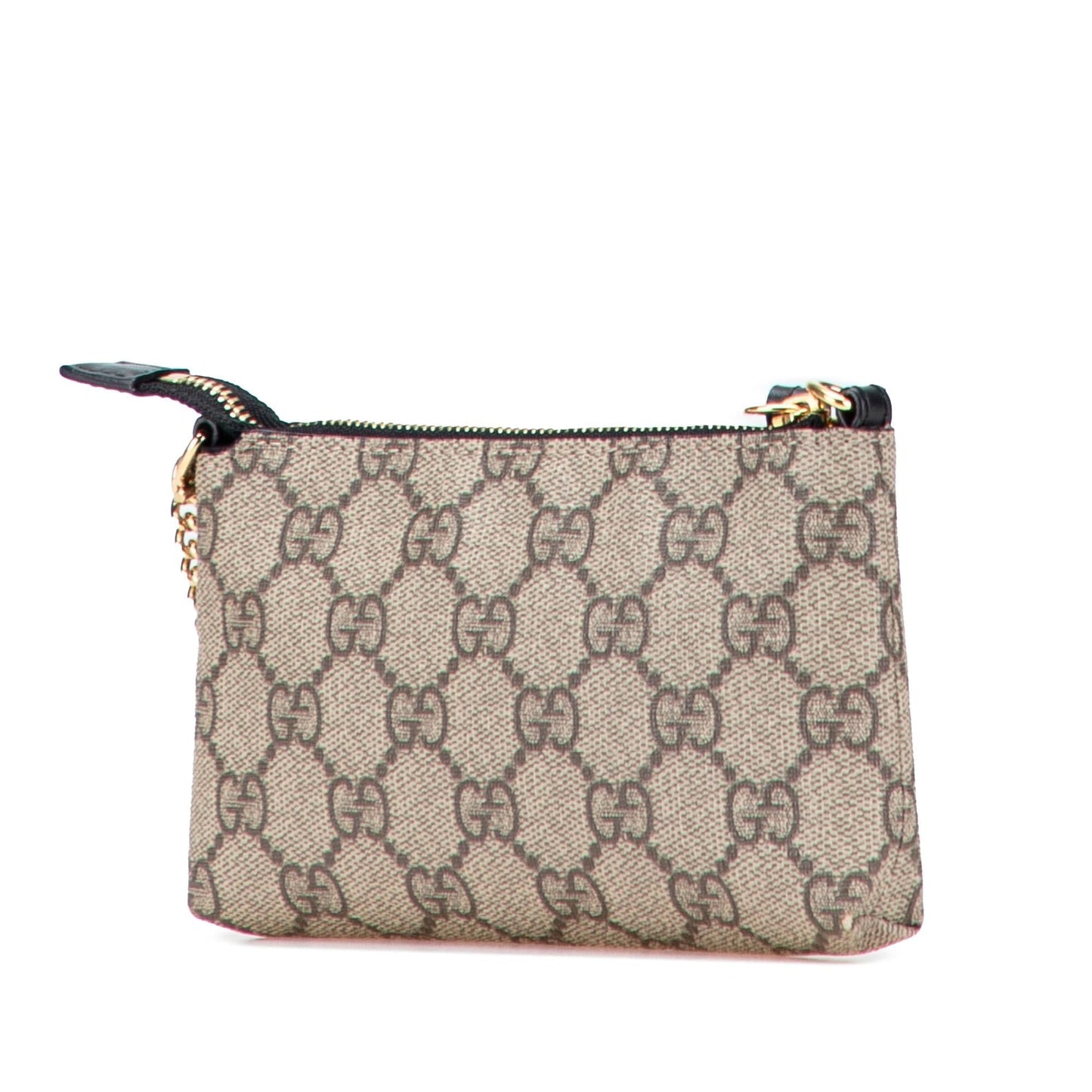 Gucci GG Supreme Wallet on Canvas Brown Chain Satchel Bag