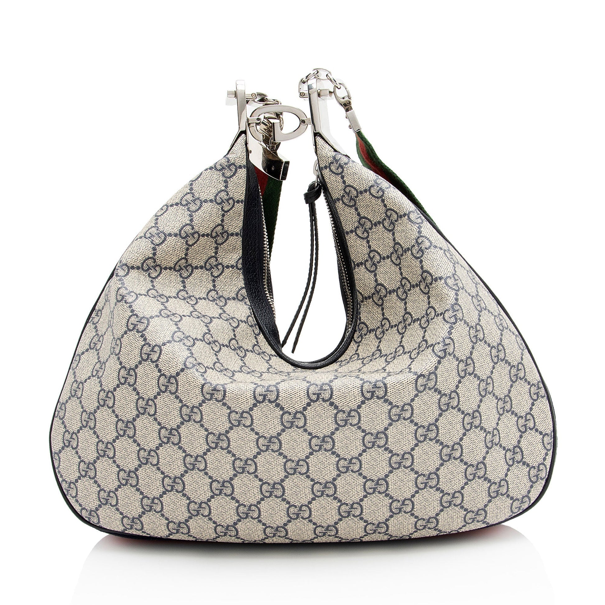 Gucci GG Supreme Web Attache Leather Canvas Nylon Beige Shoulder Bag
