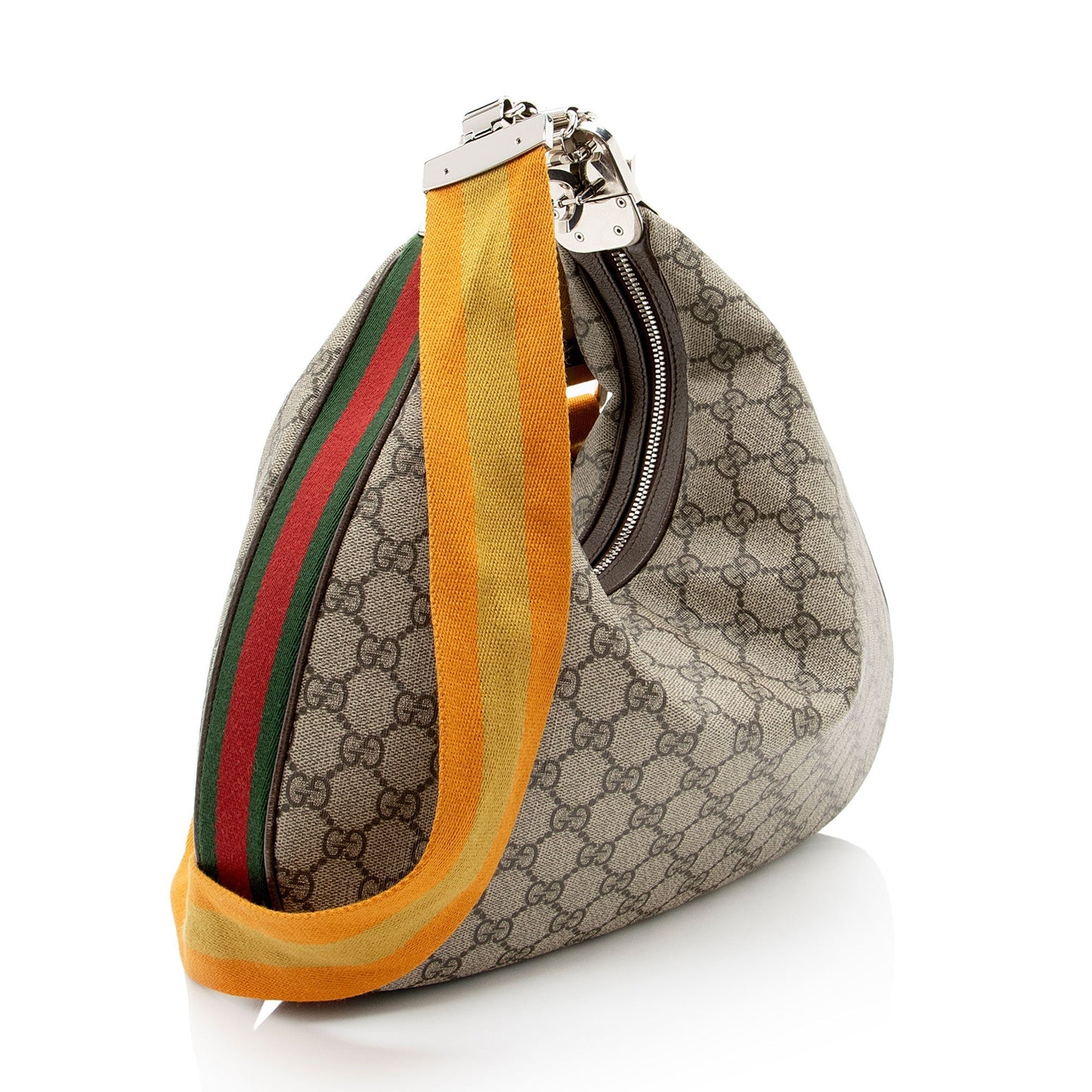 Gucci GG Supreme Web Attache Leather Canvas Nylon Brown Shoulder Bag