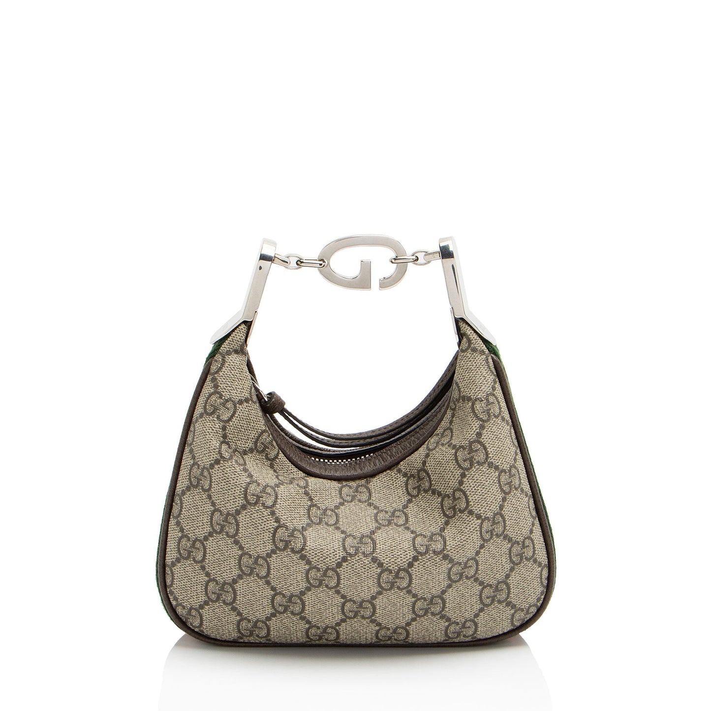 Gucci GG Supreme Web Attache Leather Canvas Nylon Brown Clutch Bag