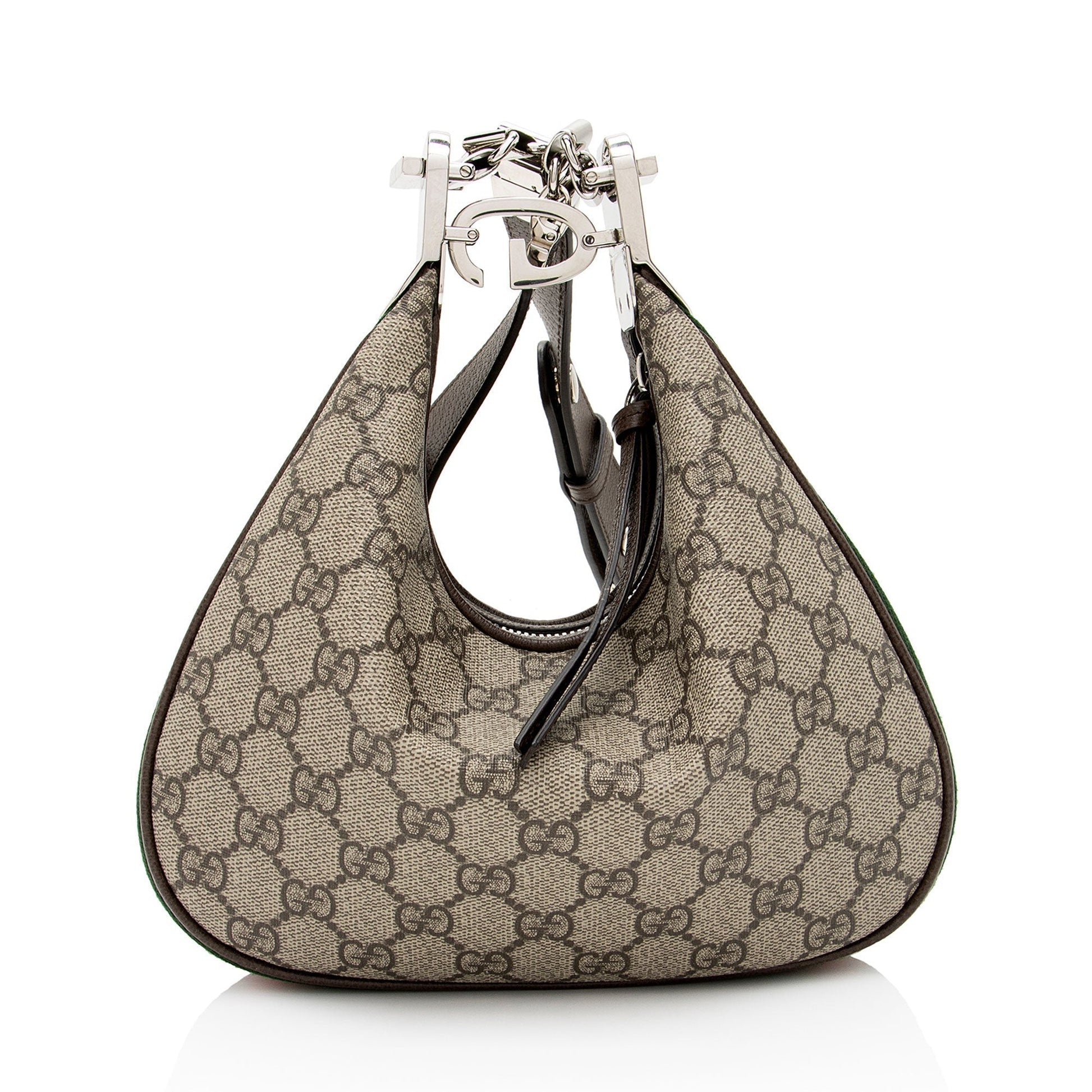 Gucci GG Supreme Web Attache SHF-sxZNBL Leather Canvas Nylon Brown Crossbody Bag