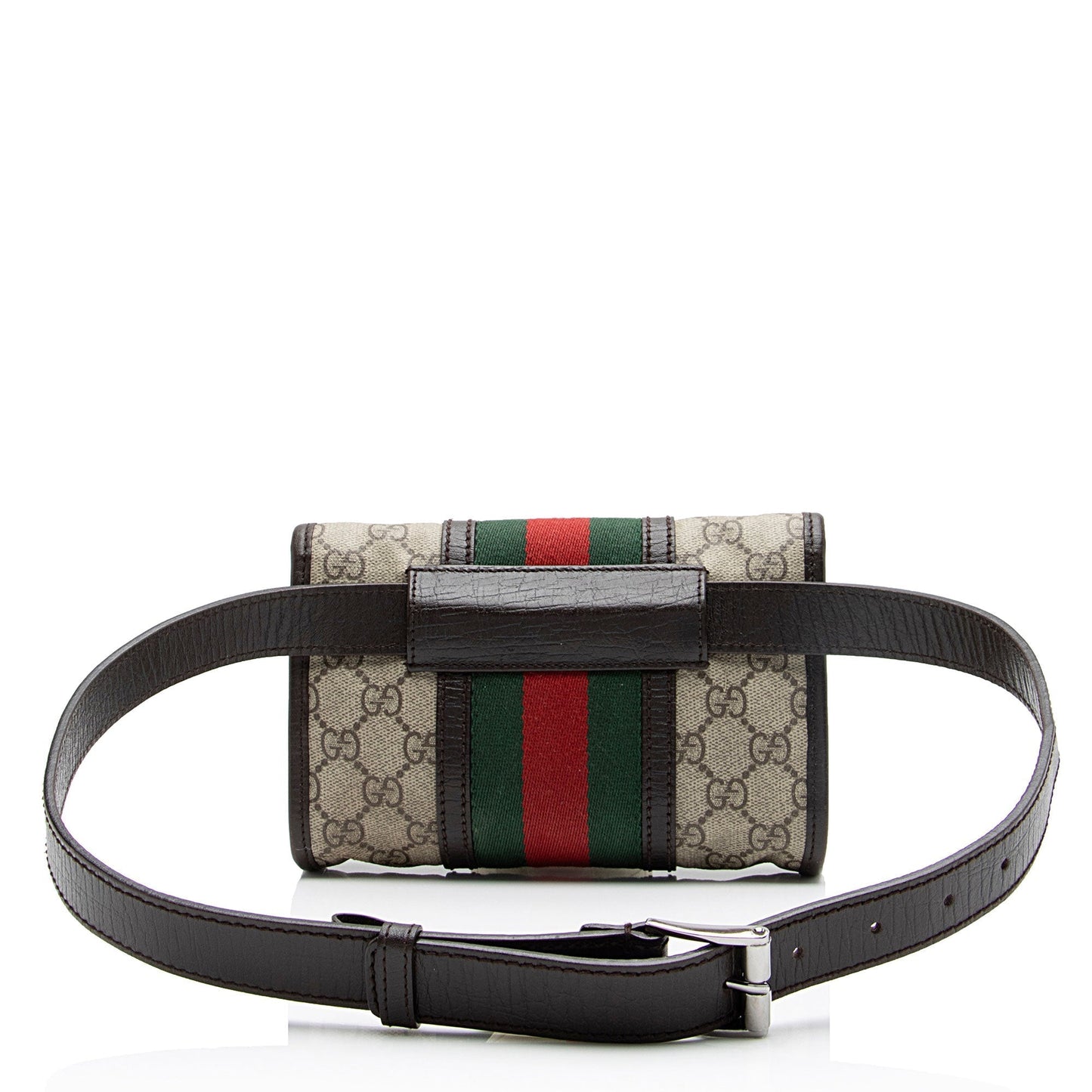 Gucci GG Supreme Web Belt SHF-Bdkuvr Leather Canvas Nylon Brown Accessory