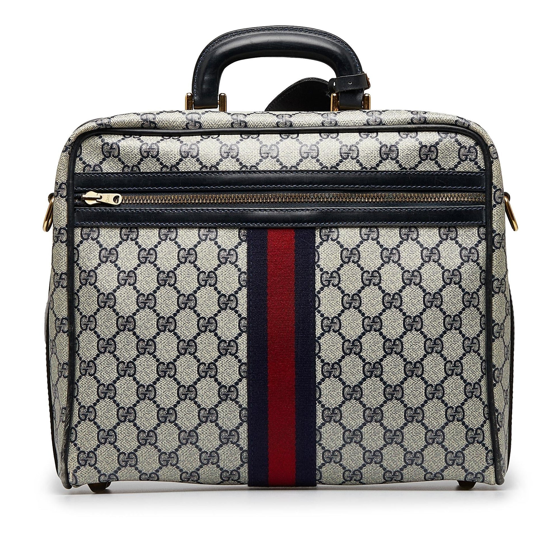 Gucci GG Supreme Web Business SHG-zyhuKS Canvas Calf Grey Tote Bag