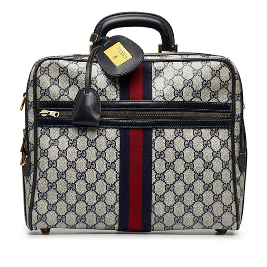 Gucci GG Supreme Web Business SHG-zyhuKS Canvas Calf Grey Tote Bag