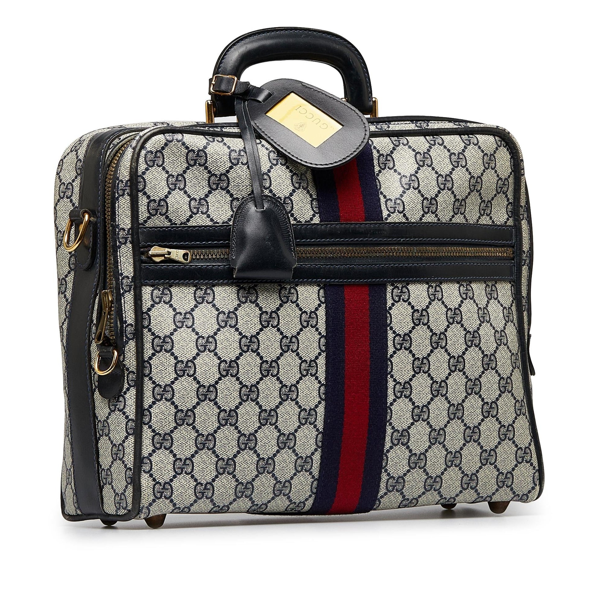 Gucci GG Supreme Web Business SHG-zyhuKS Canvas Calf Grey Tote Bag