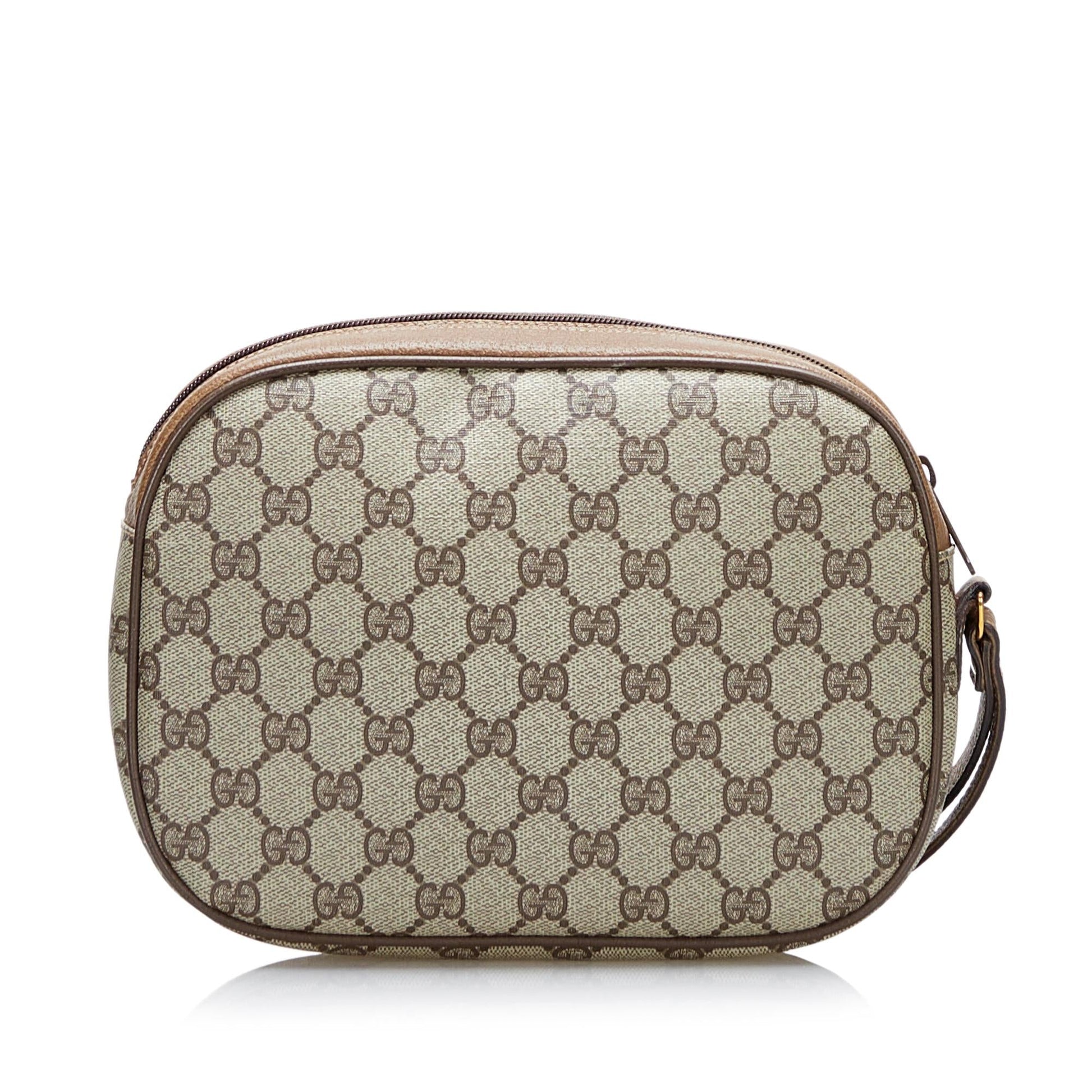 Gucci GG Supreme Web SHG Canvas Brown Clutch Bag