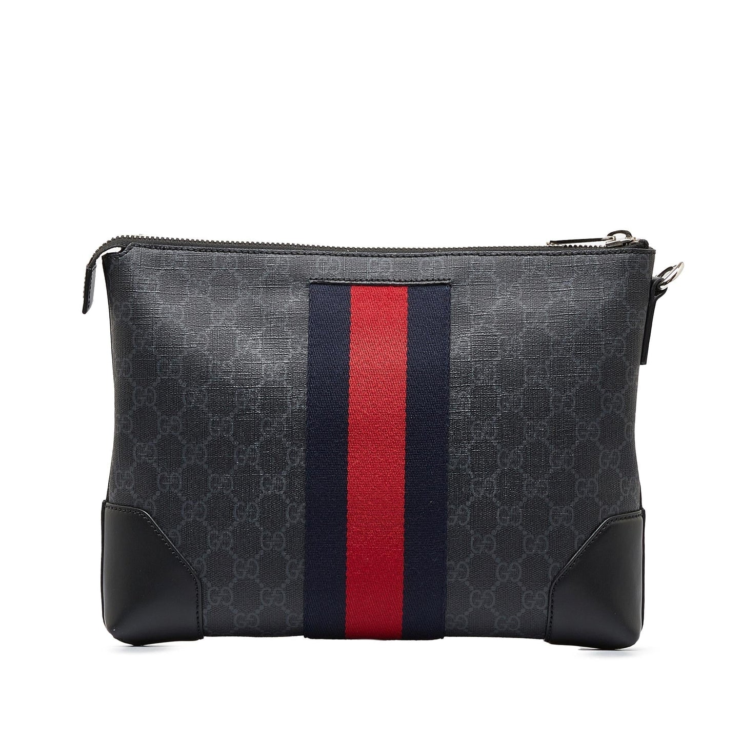 Gucci GG Supreme Web SHG-17wQqh Canvas Calf Black Clutch Bag