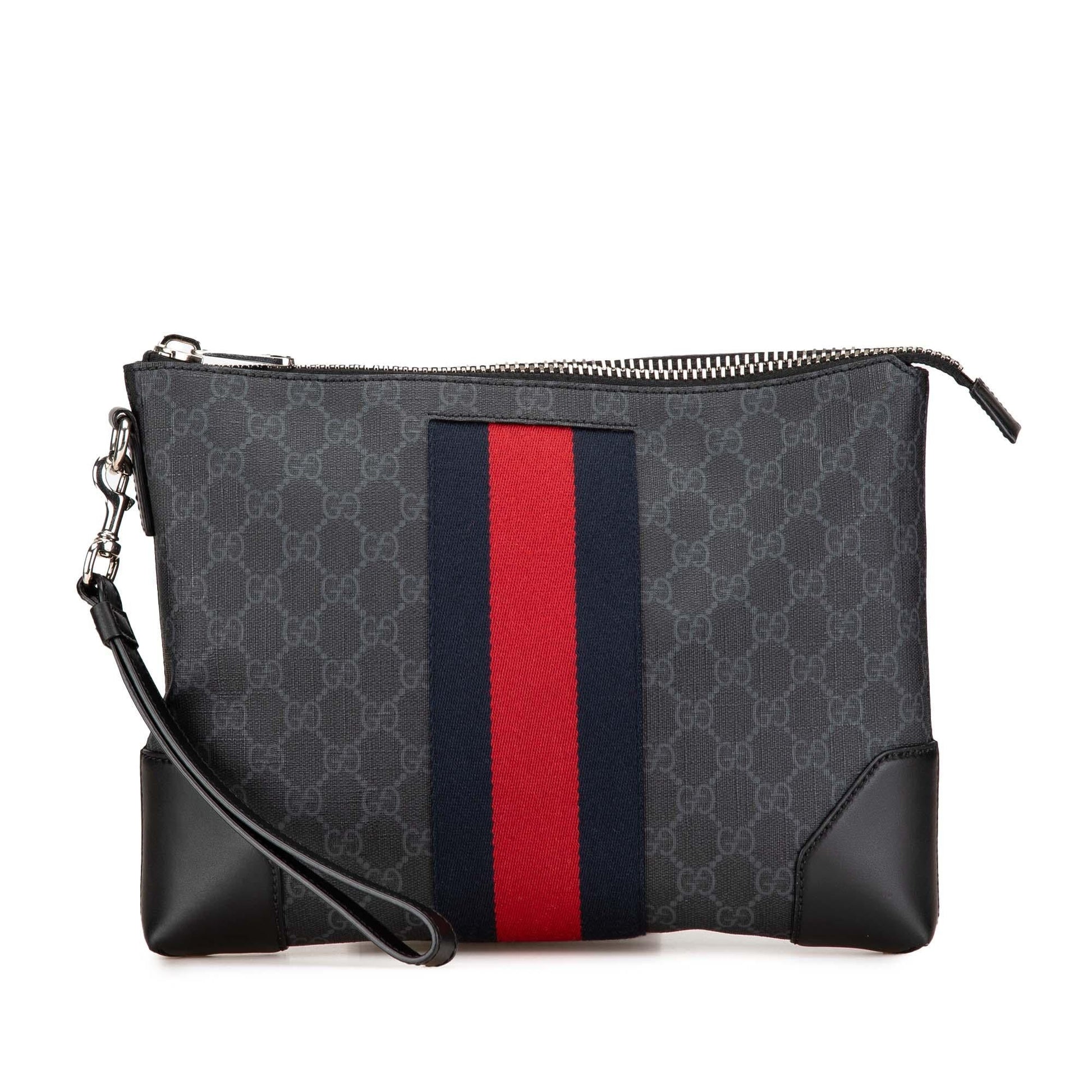Gucci GG Supreme Web Canvas Black Clutch Bag