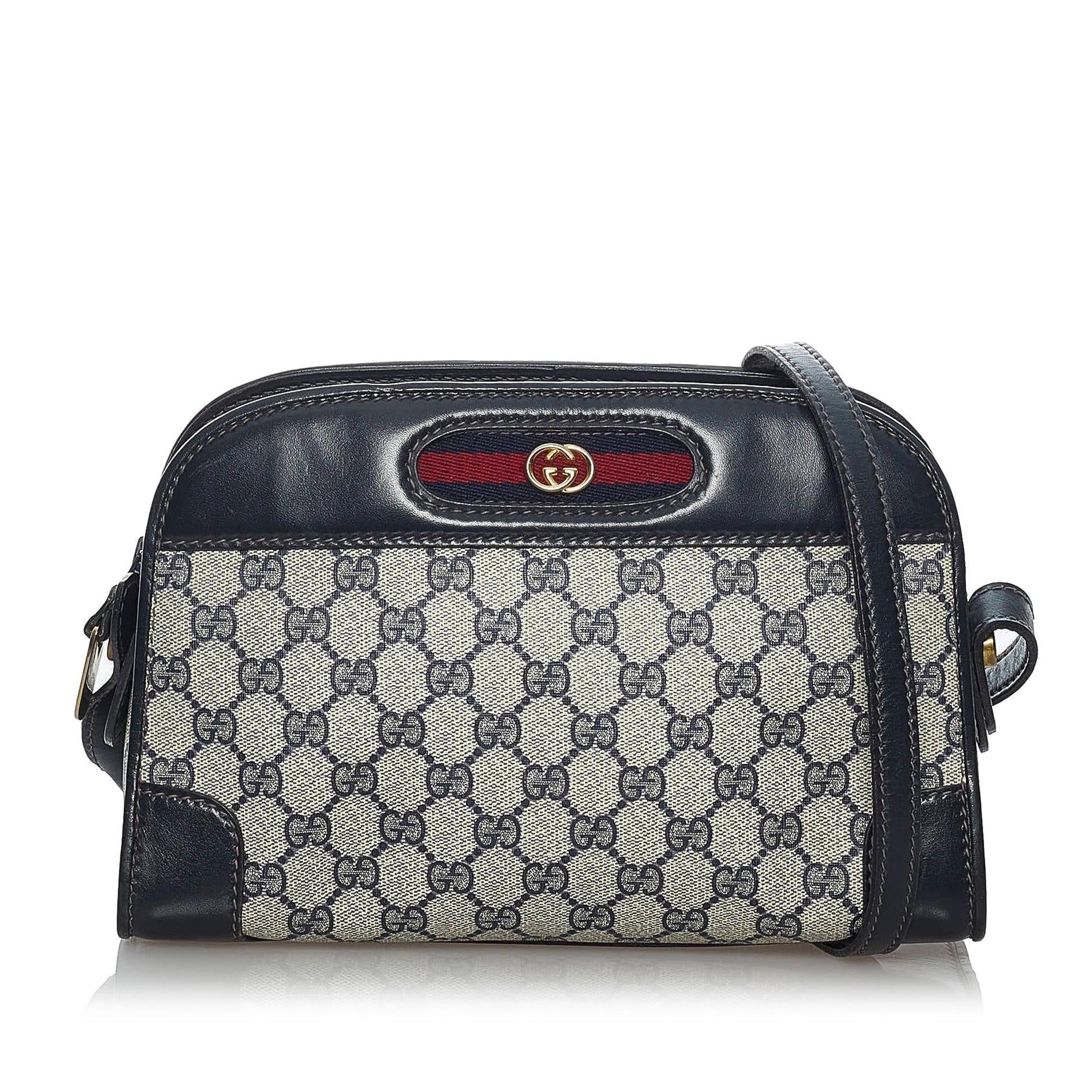 Gucci GG Supreme Web SHG Canvas Calf Brown Crossbody Bag