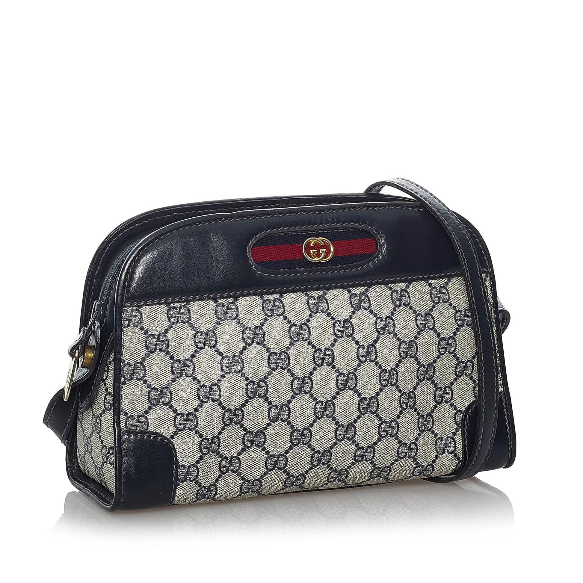 Gucci GG Supreme Web SHG Canvas Calf Brown Crossbody Bag