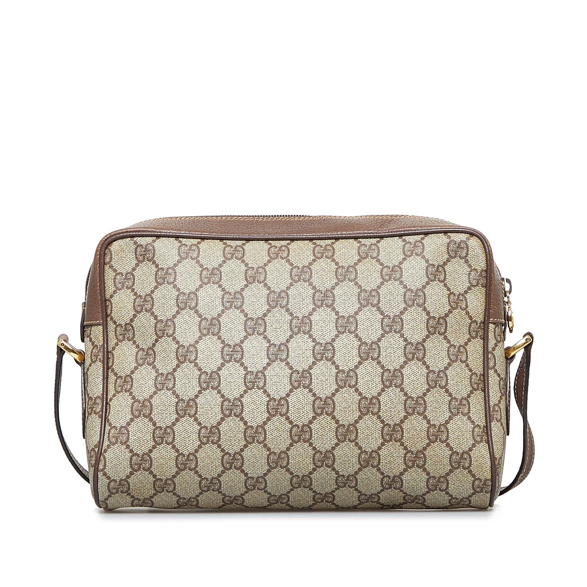 Gucci GG Supreme Web SHG-Dazr8b Canvas Calf Brown Crossbody Bag