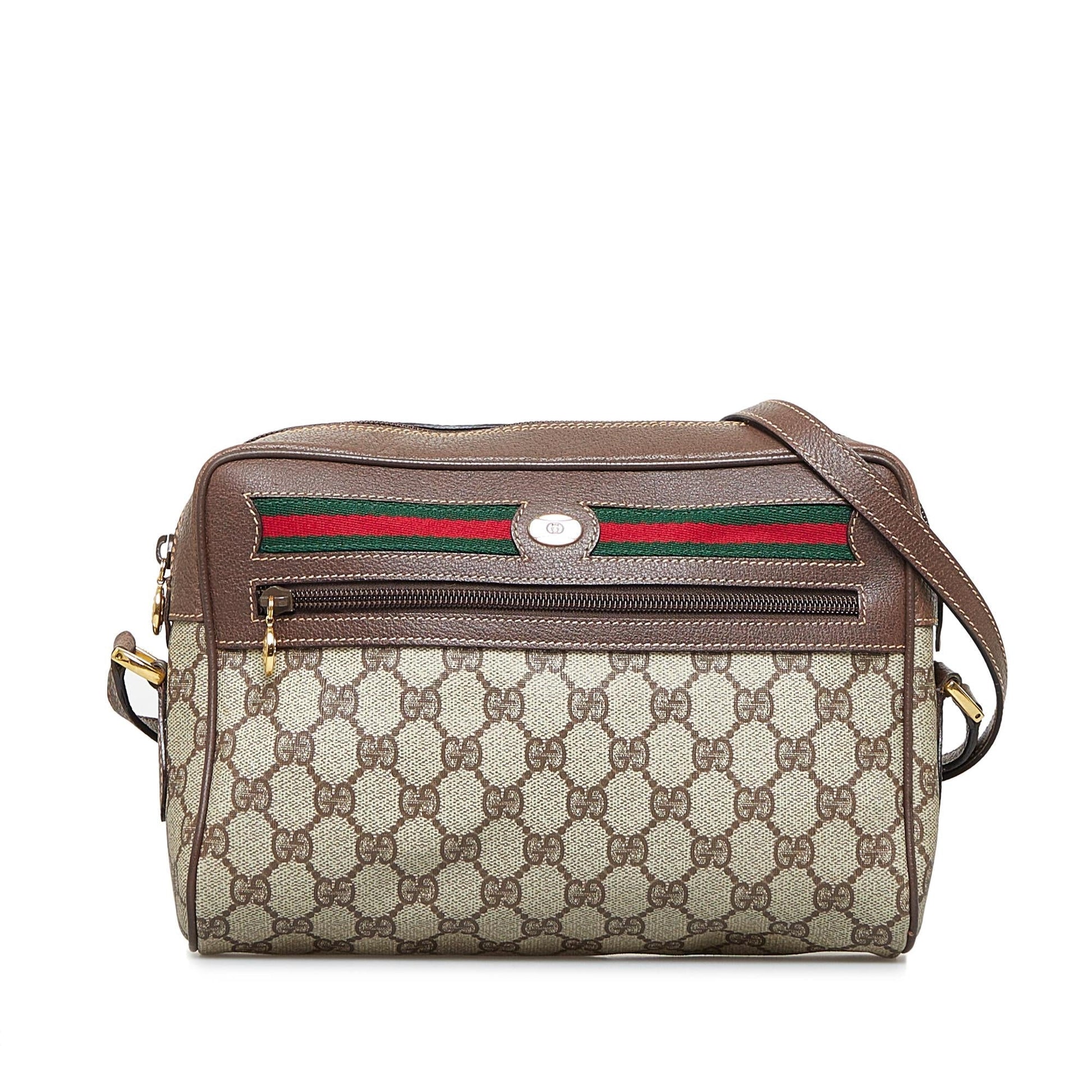 Gucci GG Supreme Web SHG-Dazr8b Canvas Calf Brown Crossbody Bag