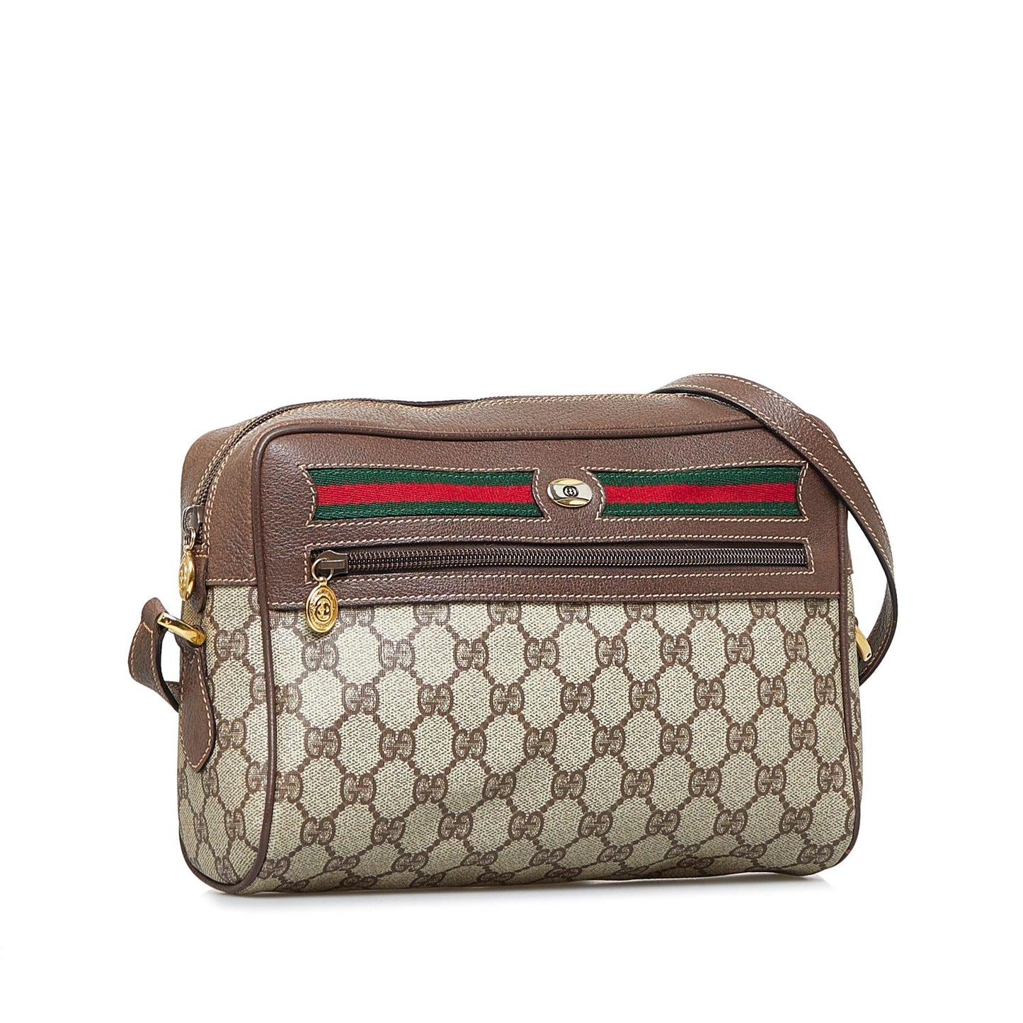 Gucci GG Supreme Web SHG-Dazr8b Canvas Calf Brown Crossbody Bag