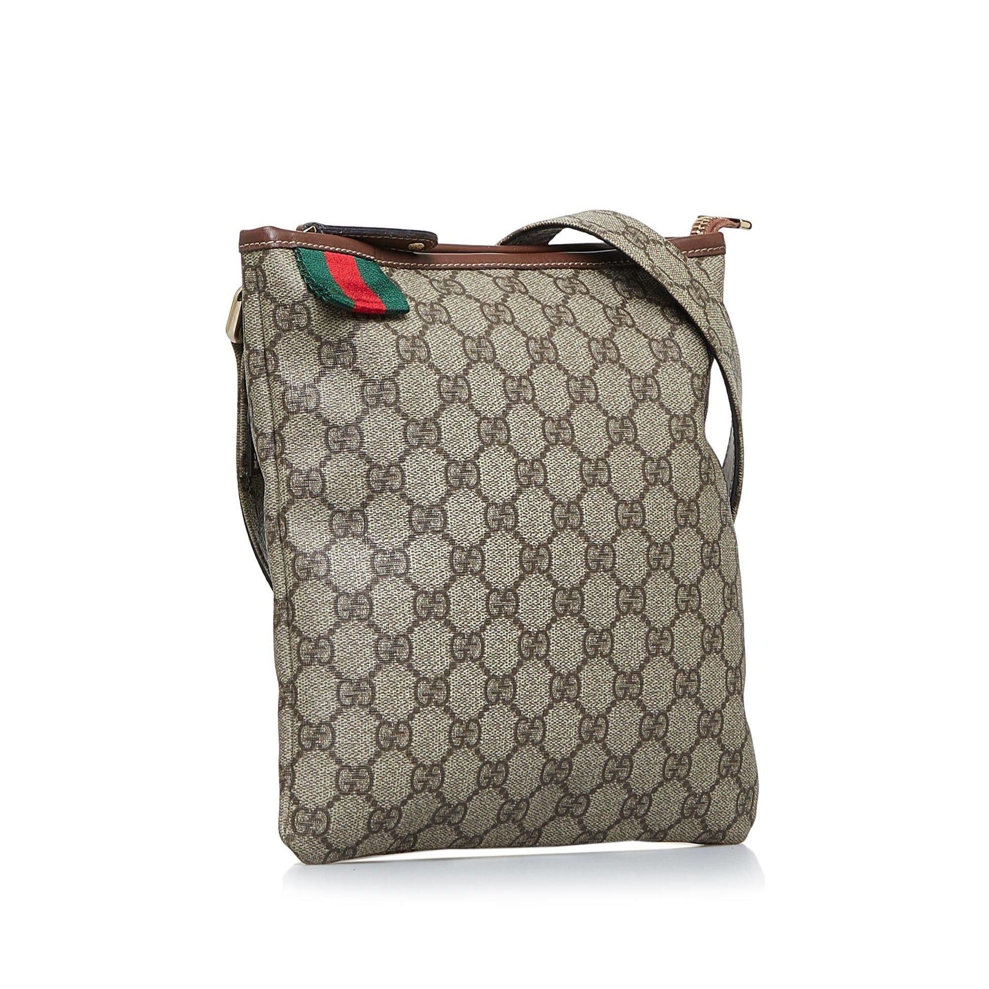 Gucci GG Supreme Web SHG-ughrS6 Canvas Calf Brown Crossbody Bag