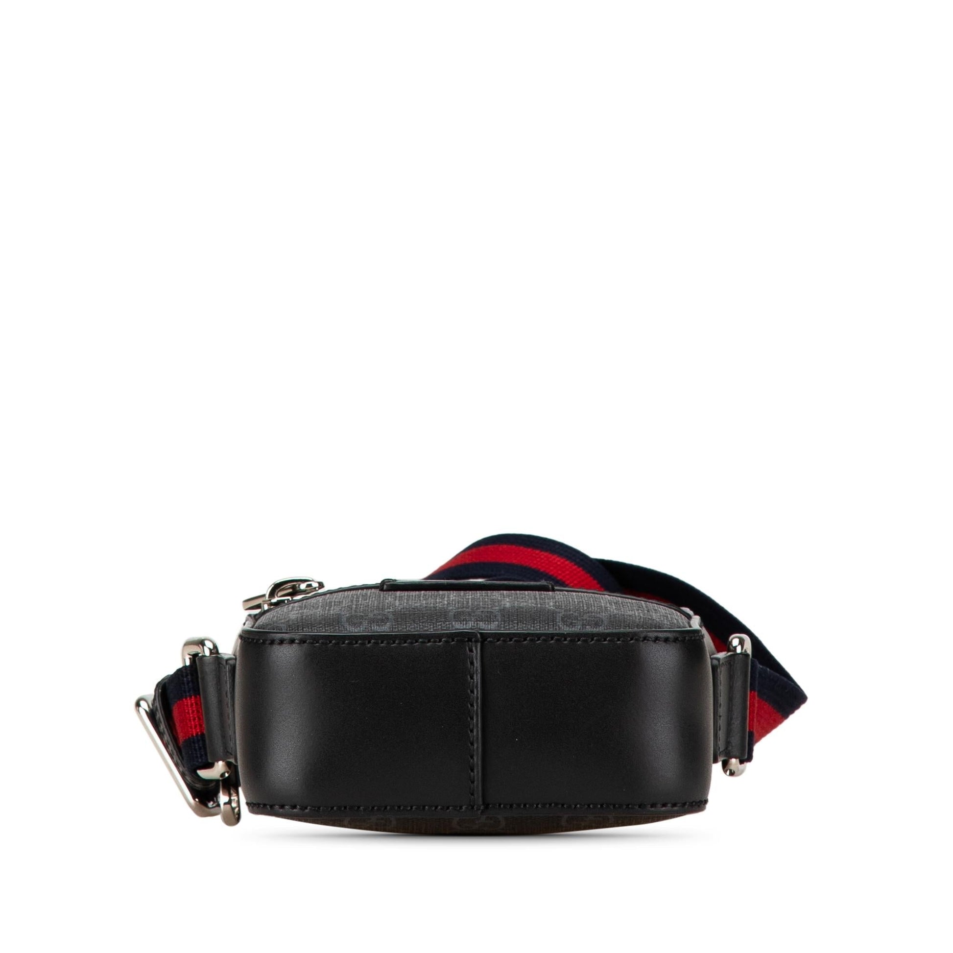 Gucci GG Supreme Web Canvas Calf Black Crossbody Bag