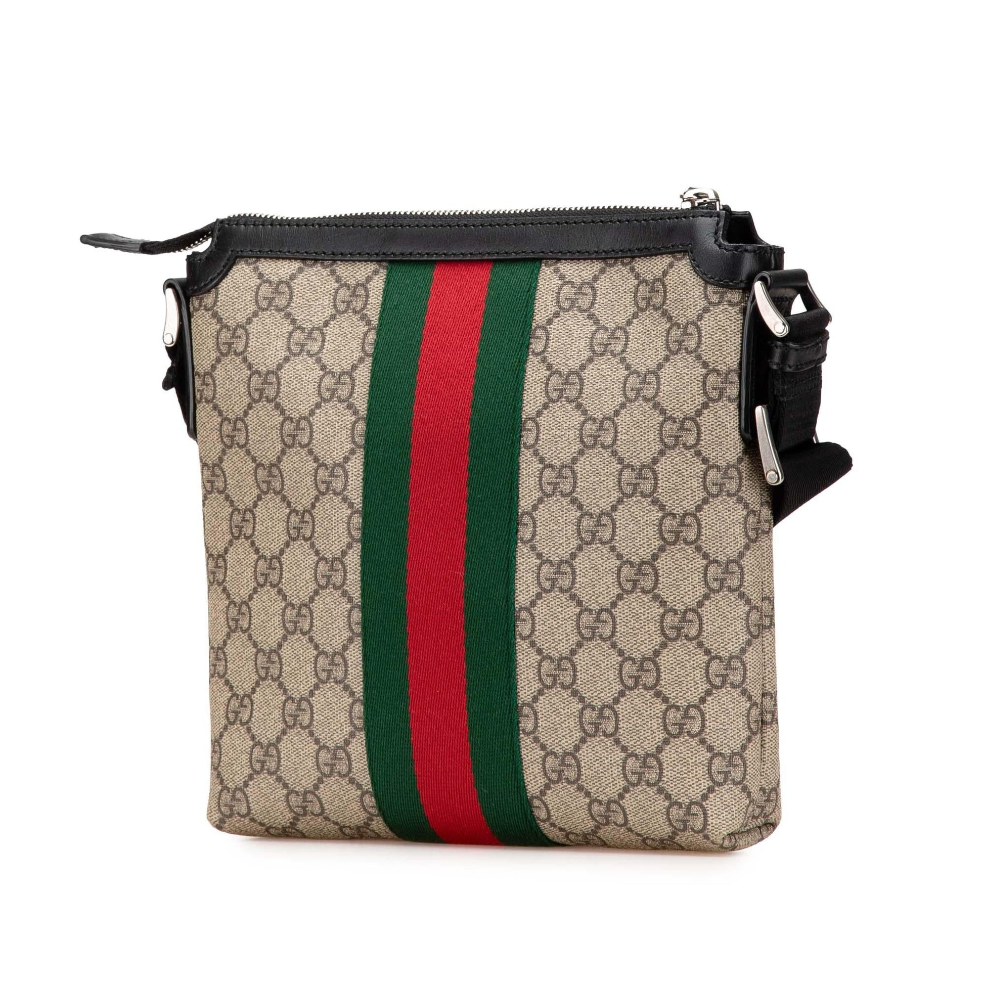 Gucci GG Supreme Web Canvas Calf Brown Crossbody Bag