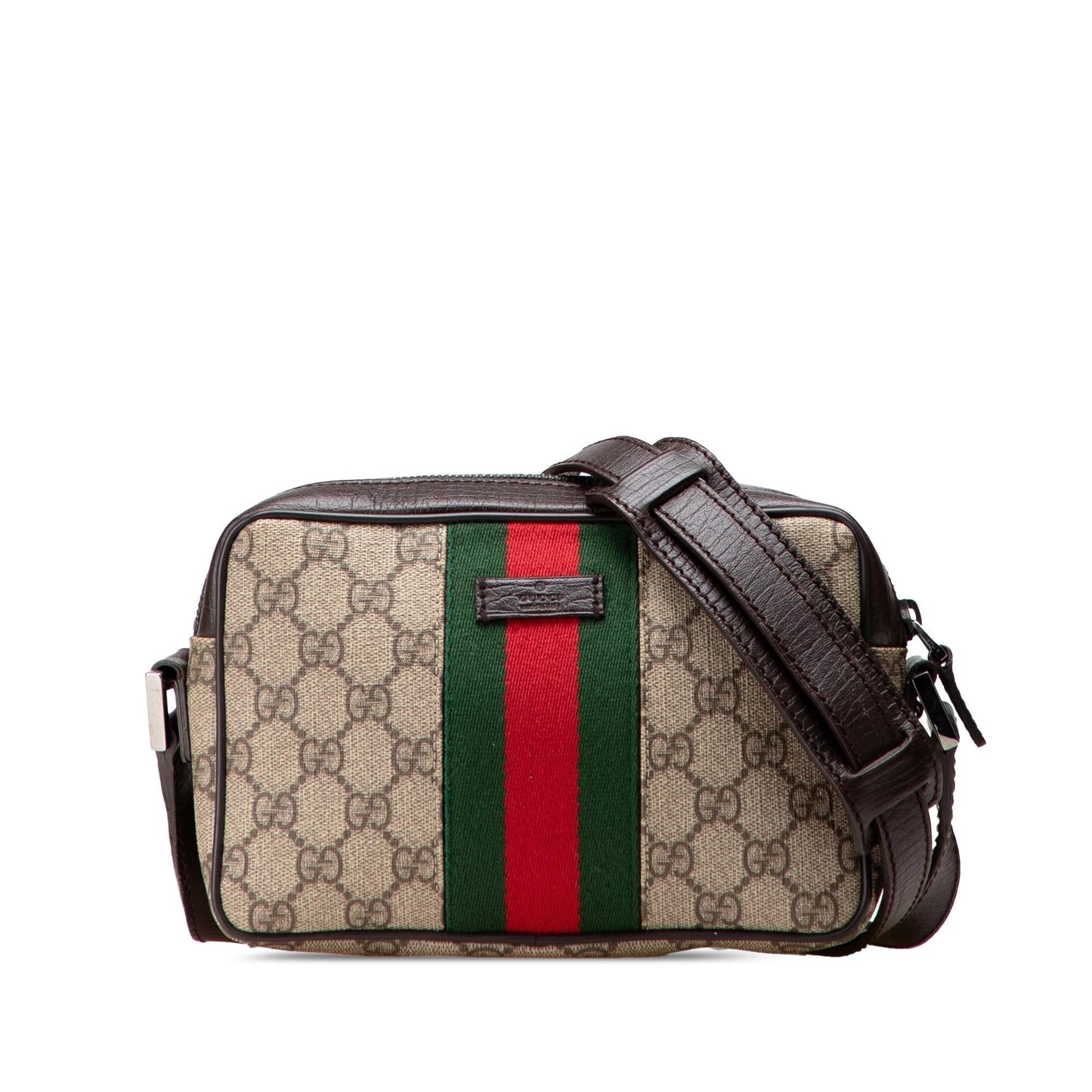 Gucci GG Supreme Web Canvas Calf Brown Crossbody Bag Crossbody 6