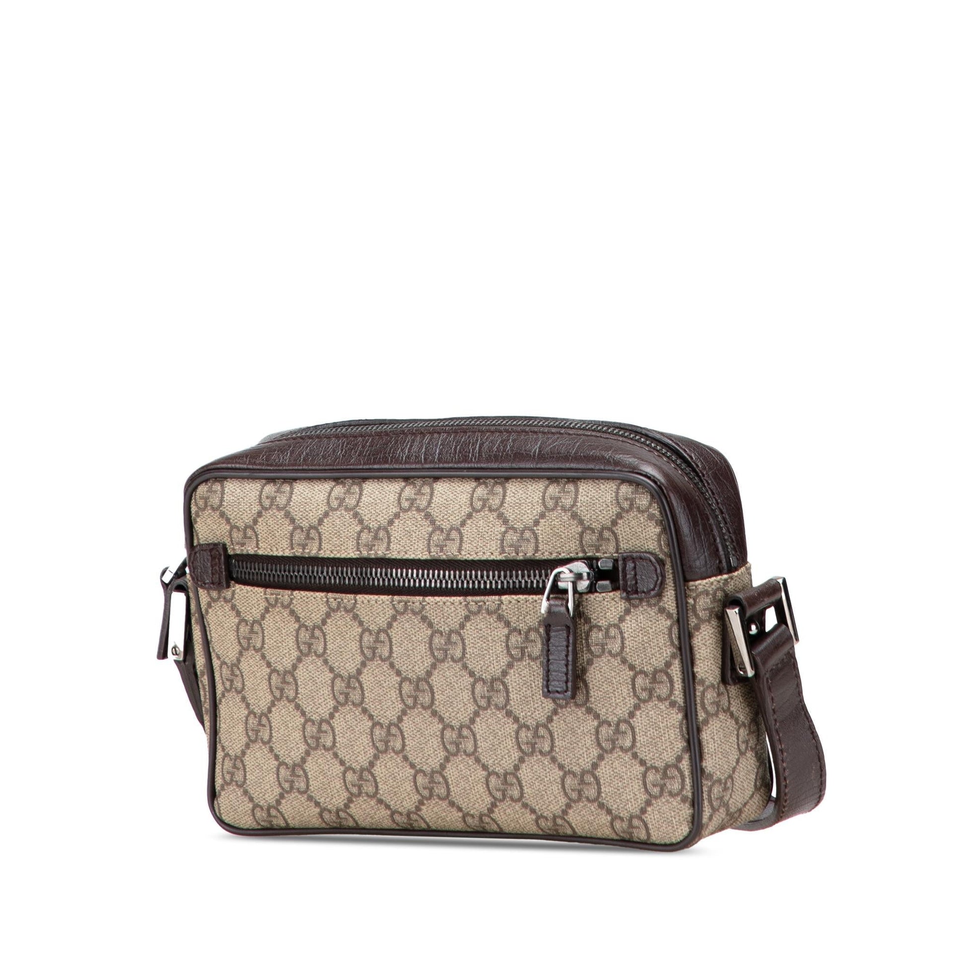 Gucci GG Supreme Web Canvas Calf Brown Crossbody Bag Crossbody 9