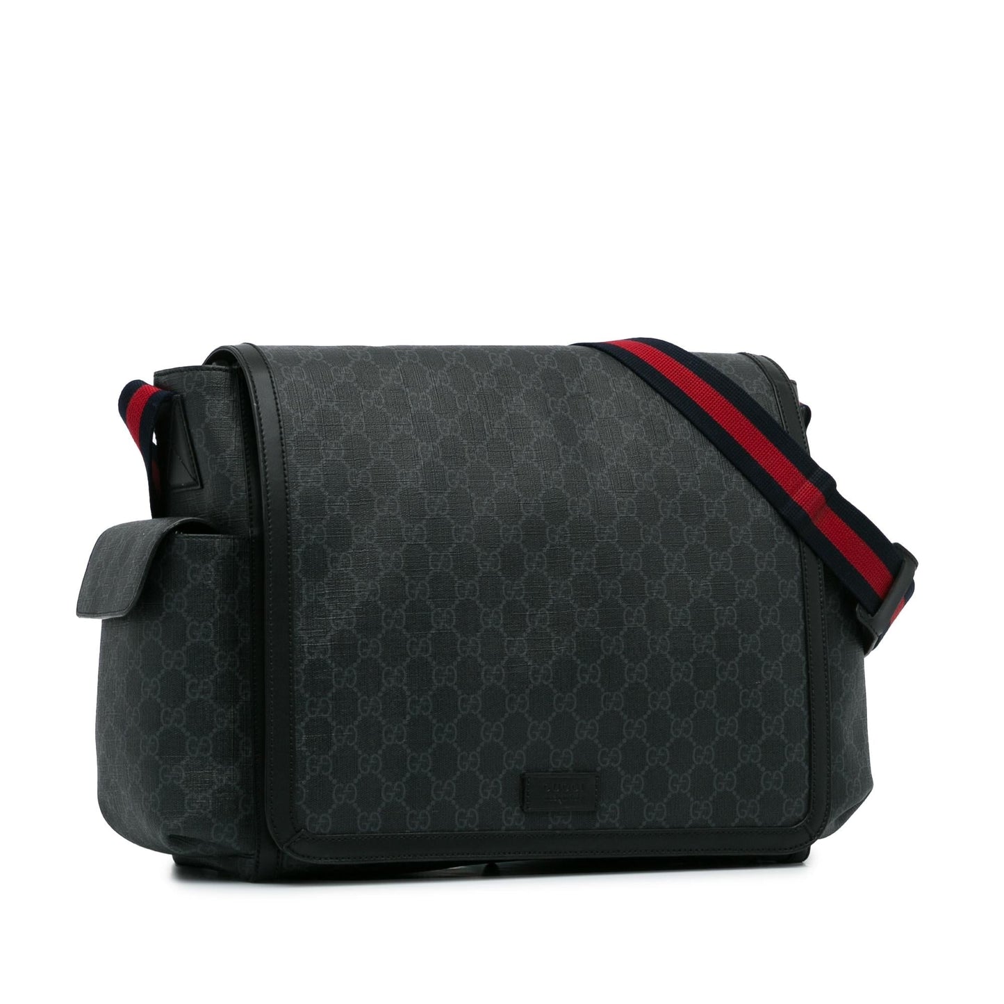 Gucci GG Supreme Web Diaper Canvas Black Crossbody Bag
