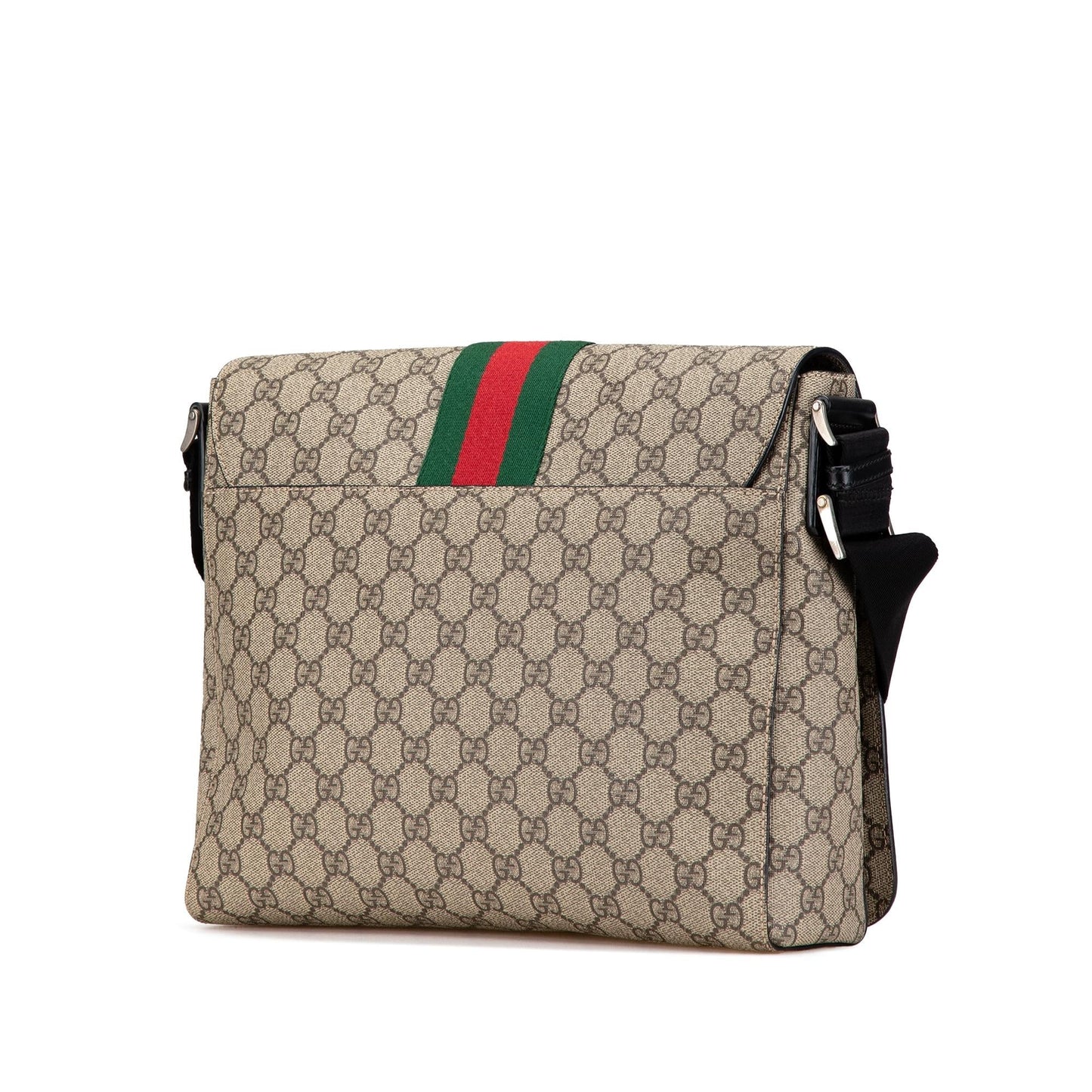 Gucci GG Supreme Web Messenger SHG-oZ339u Canvas Brown Flap Crossbody Bag