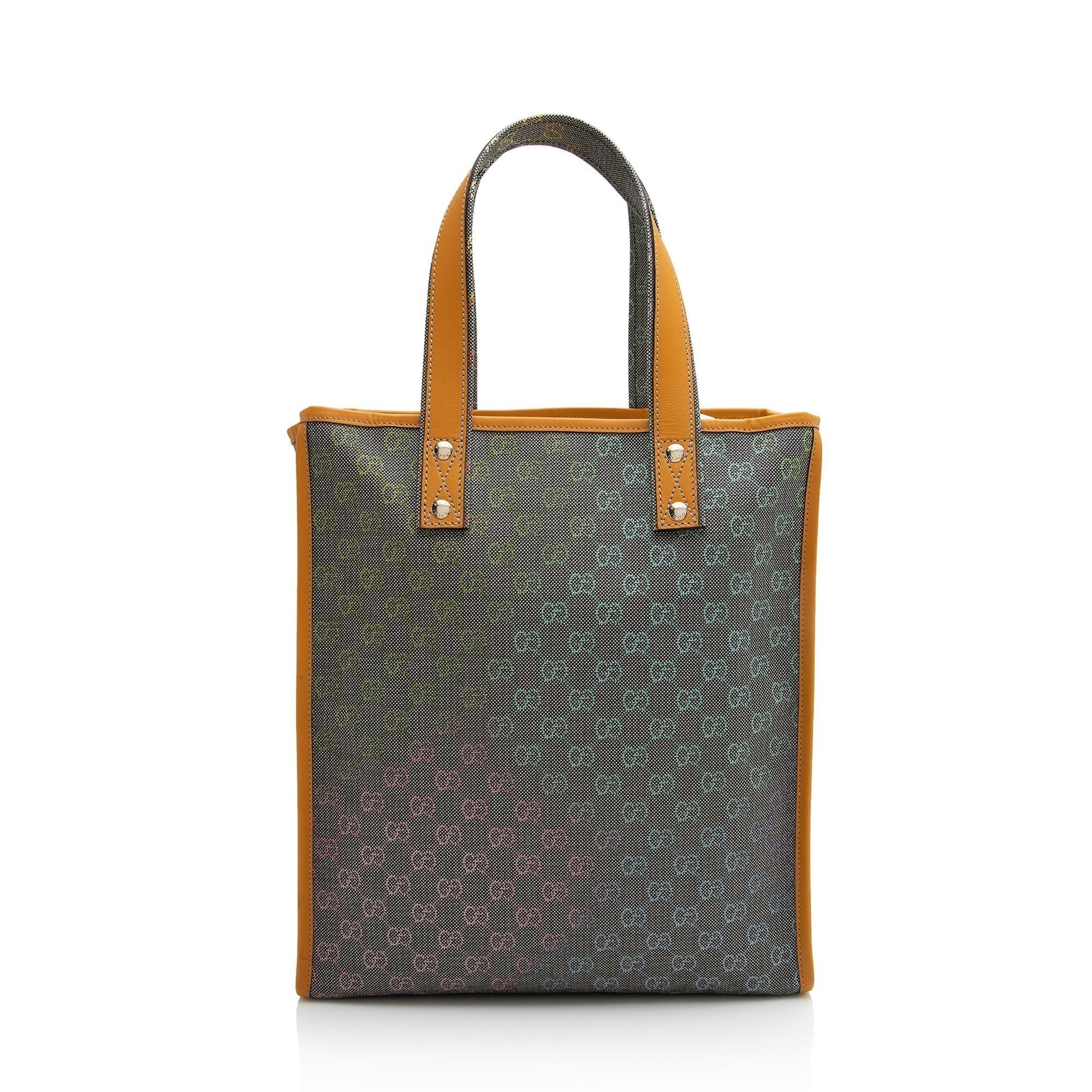 Gucci GG Supreme Web Loop N Leather Canvas Nylon Orange Tote Bag