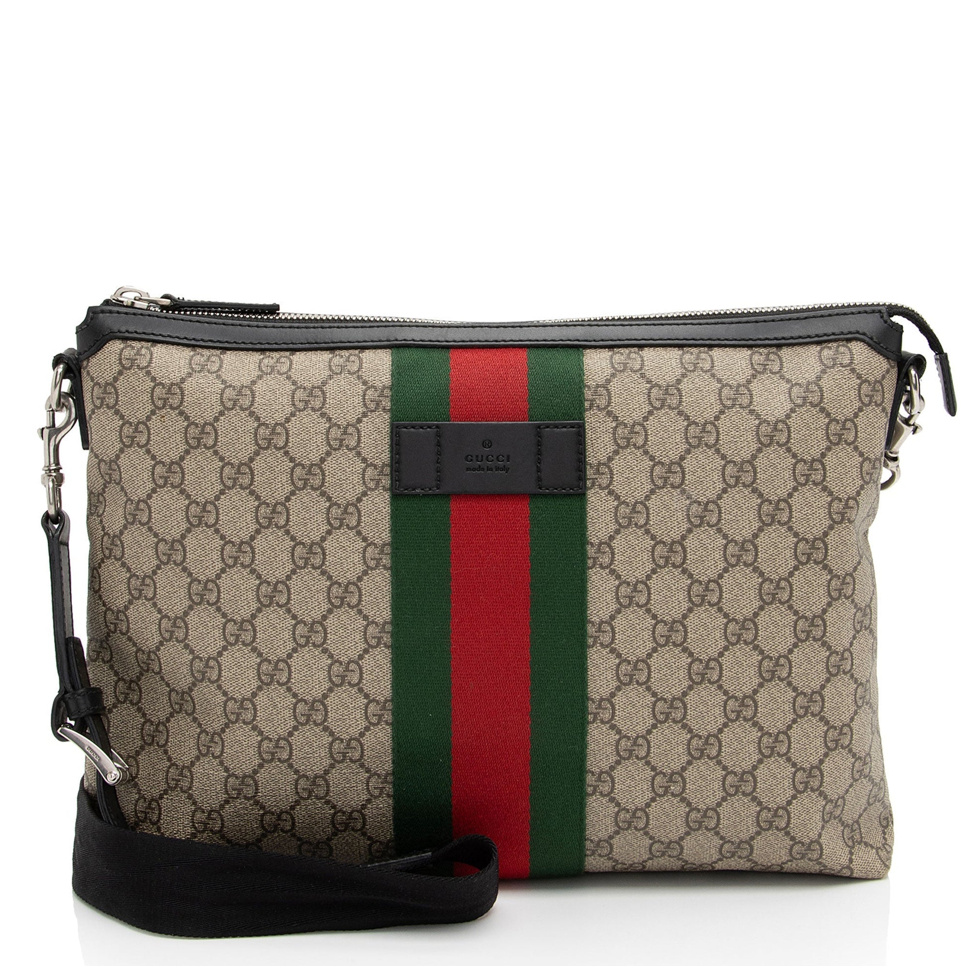 Gucci GG Supreme Web Flat Square Leather Canvas Nylon Black Shoes Shf Gbtpja