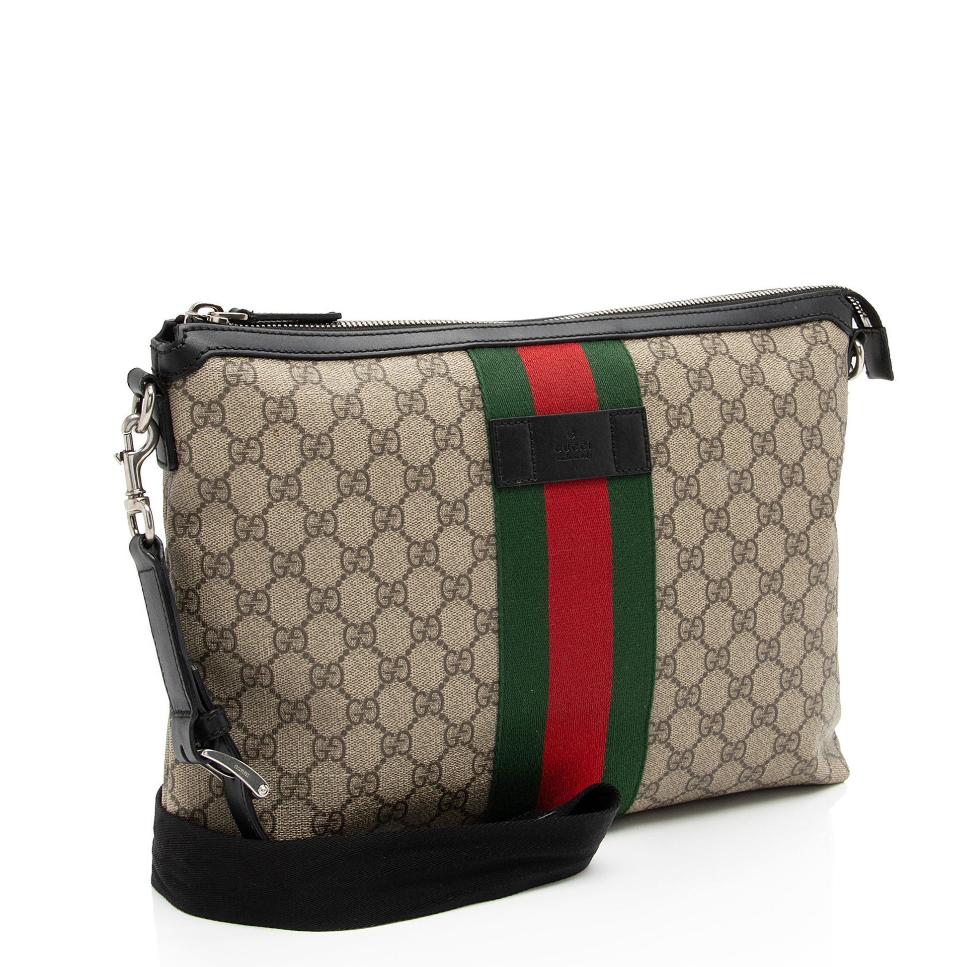 Gucci GG Supreme Web Flat Square Leather Canvas Nylon Black Shoes Shf Gbtpja
