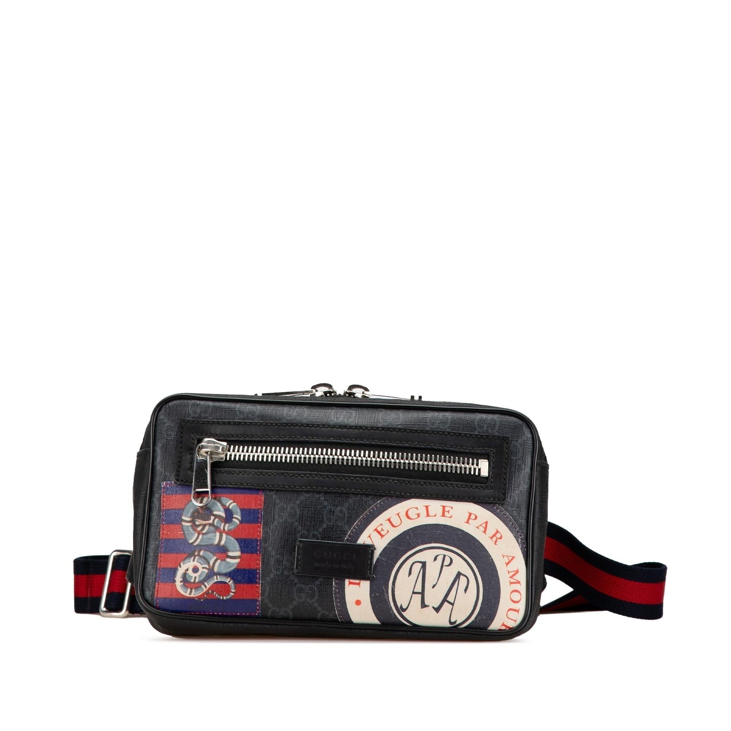 Gucci GG Supreme Web Night Courrier Canvas Calf Black Accessory