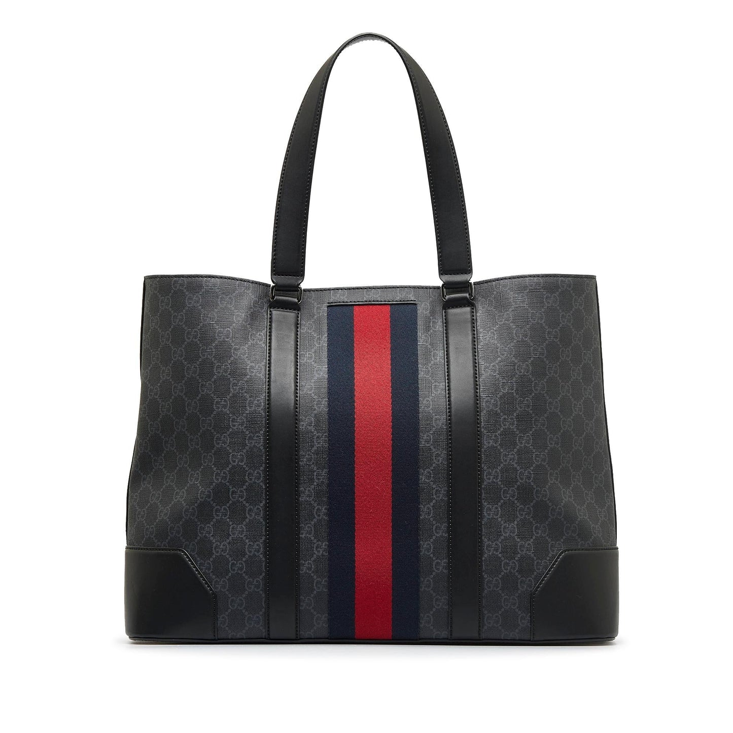 Gucci GG Supreme Web Open SHG-4XtANr Canvas Black Tote Bag