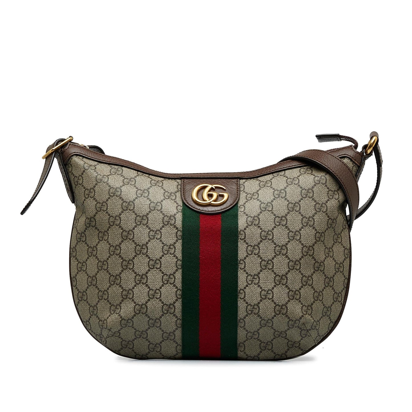 Gucci GG Supreme Web Ophidia Half Canvas Brown Crossbody Bag Shg Fsv2Pz