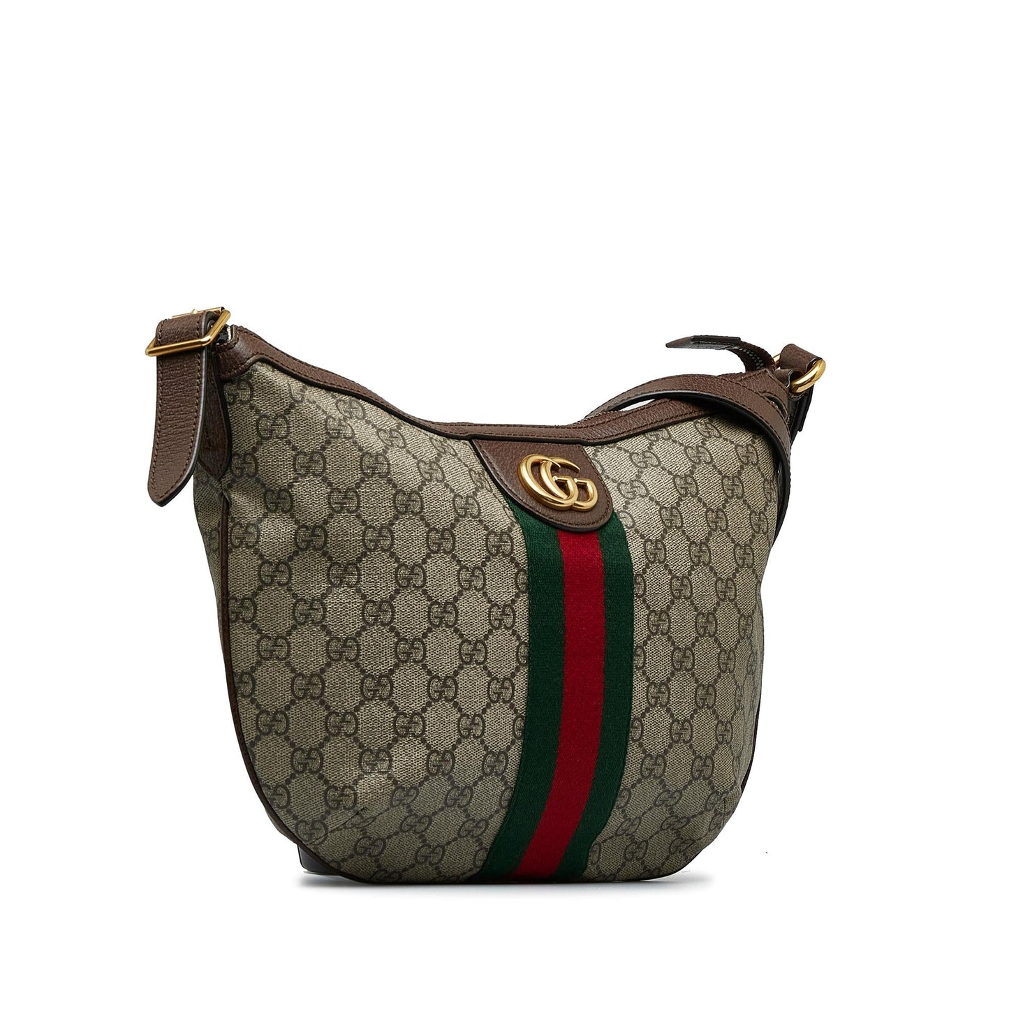 Gucci GG Supreme Web Ophidia Half Canvas Brown Crossbody Bag Shg Fsv2Pz