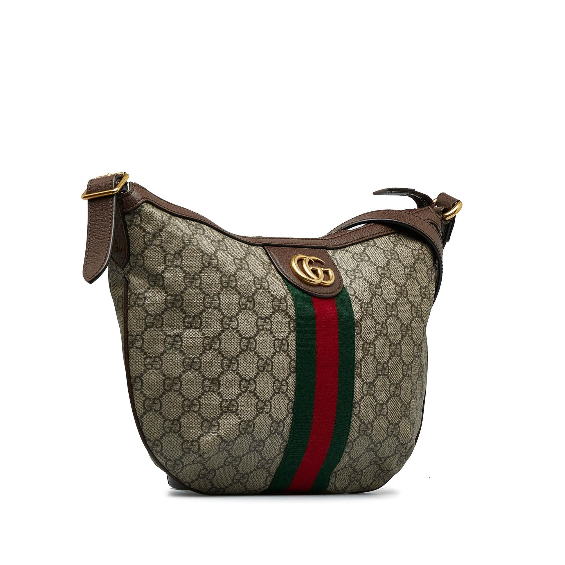 Gucci GG Supreme Web Ophidia Half Canvas Brown Crossbody Bag Shg Fsv2Pz