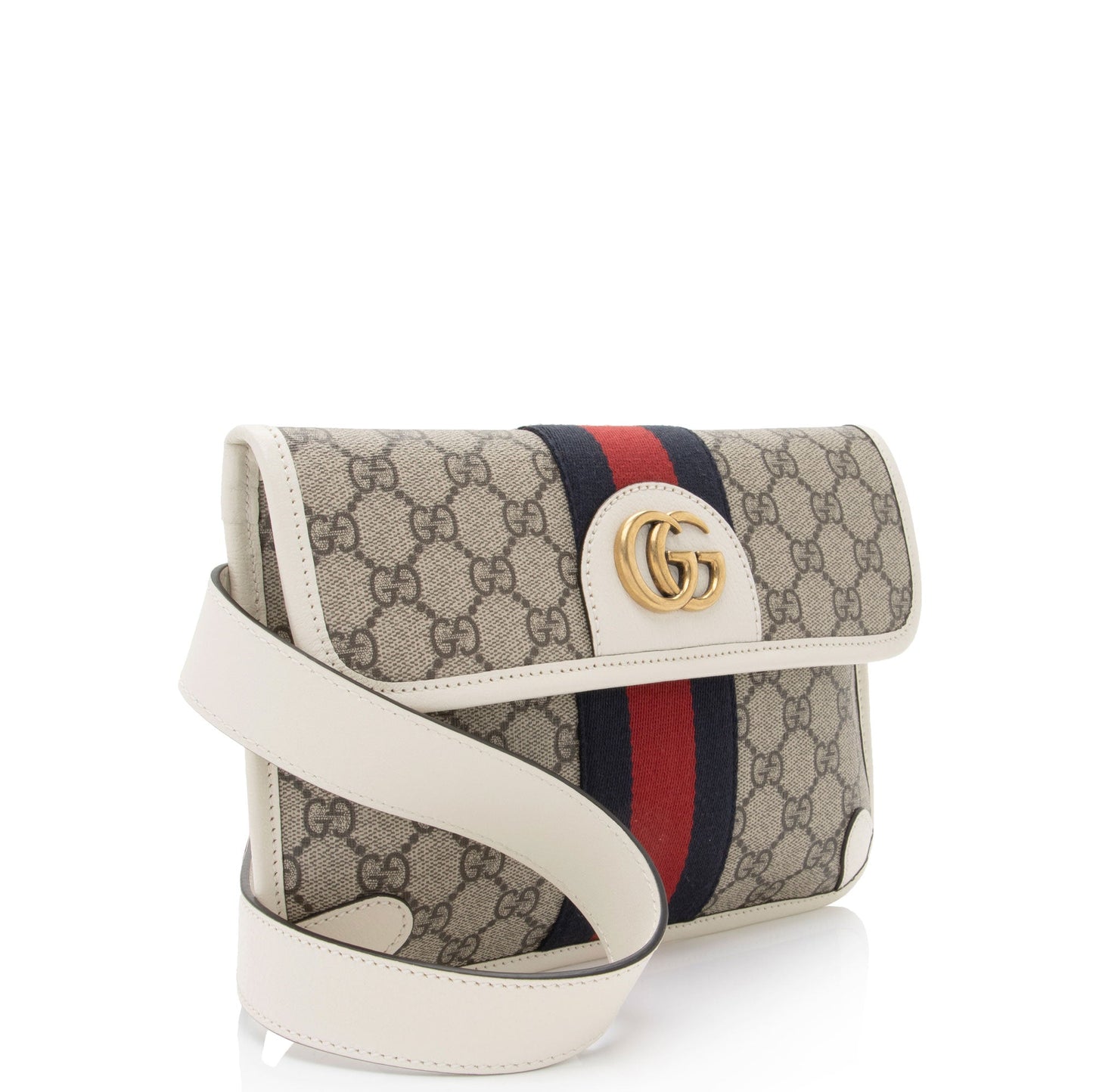 Gucci GG Supreme Web Ophidia Belt Leather Canvas Nylon White Accessory