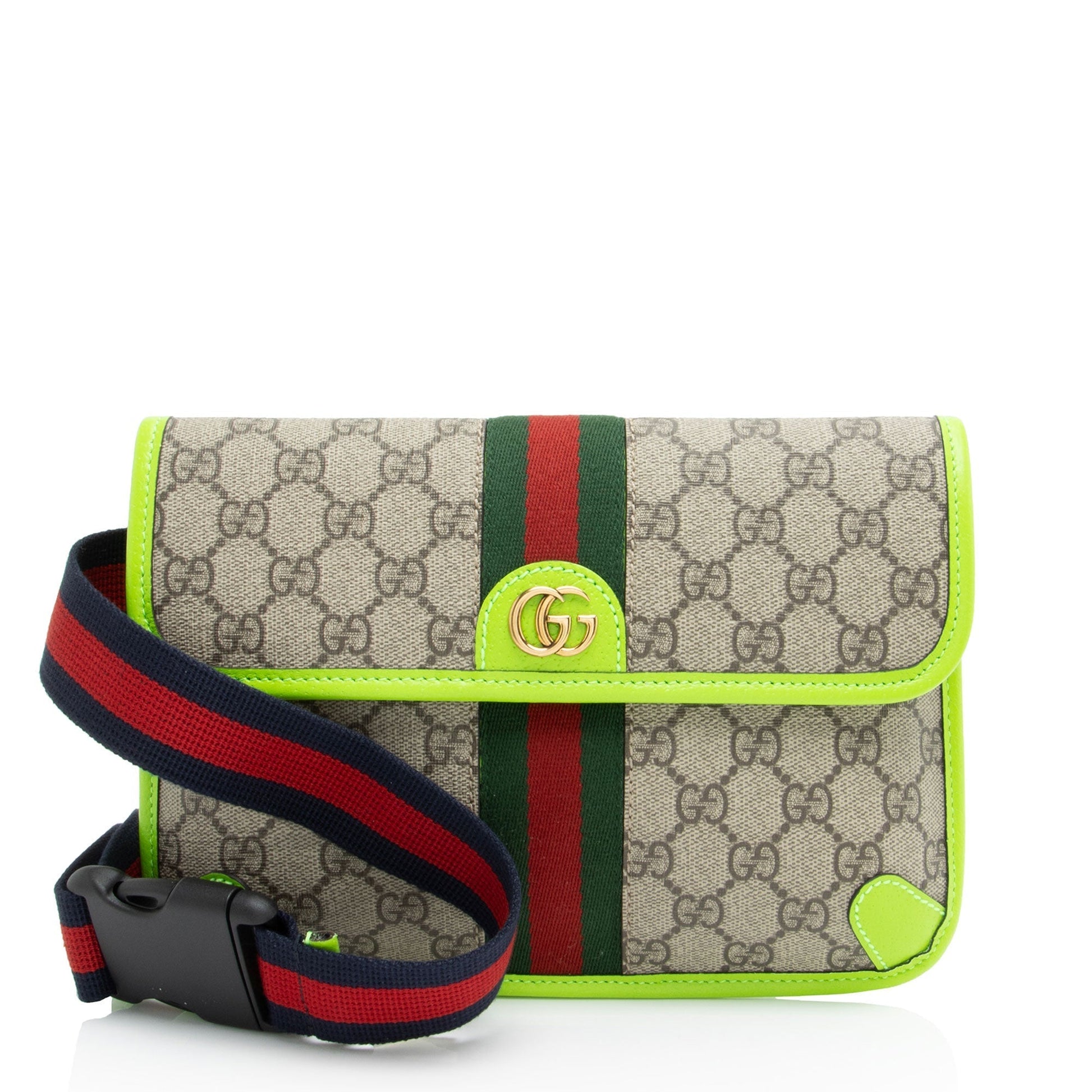 Gucci GG Supreme Web Ophidia Belt Leather Canvas Nylon Beige Accessory