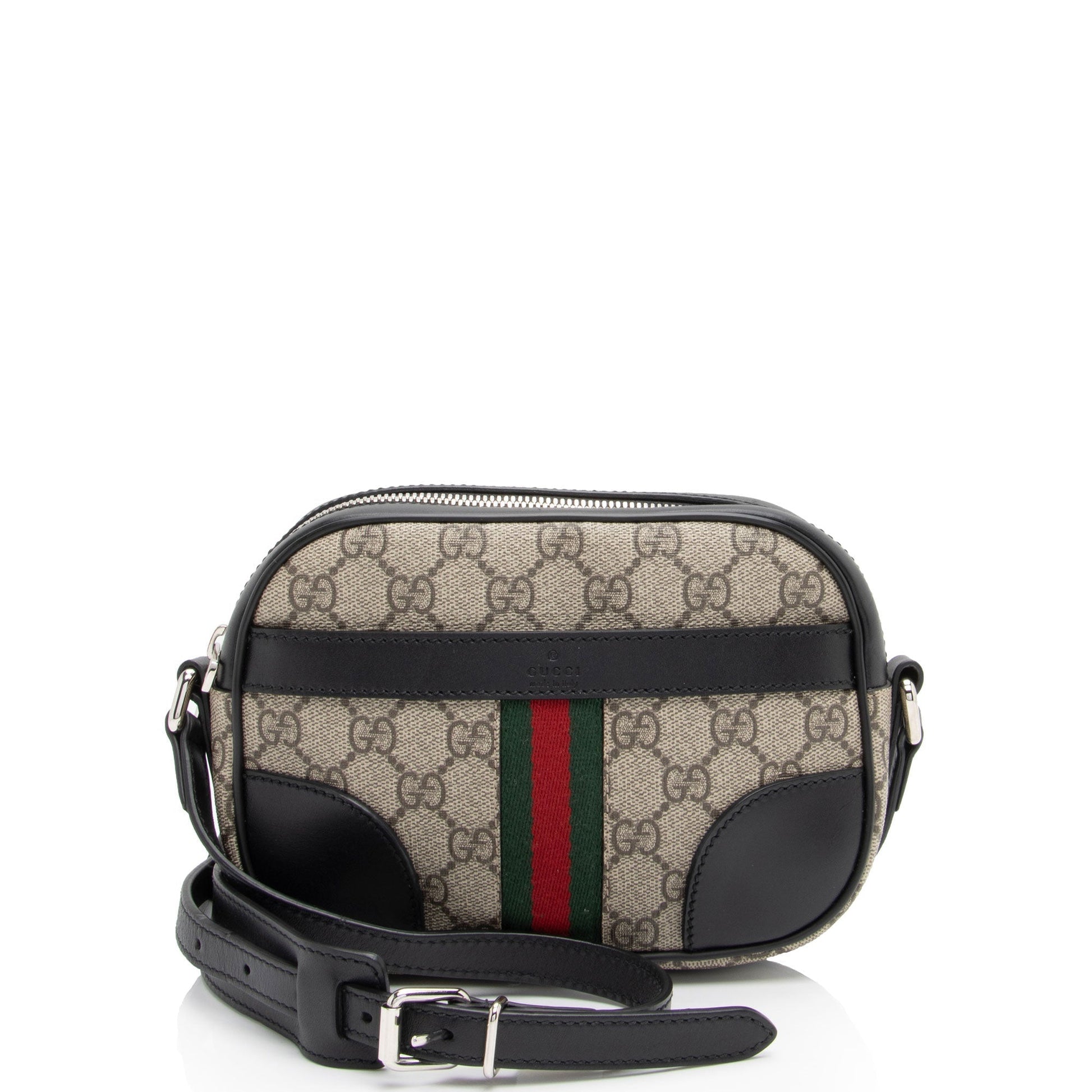 Gucci GG Supreme Web Camera SHF-CyfA5i Leather Canvas Nylon Black Crossbody Bag