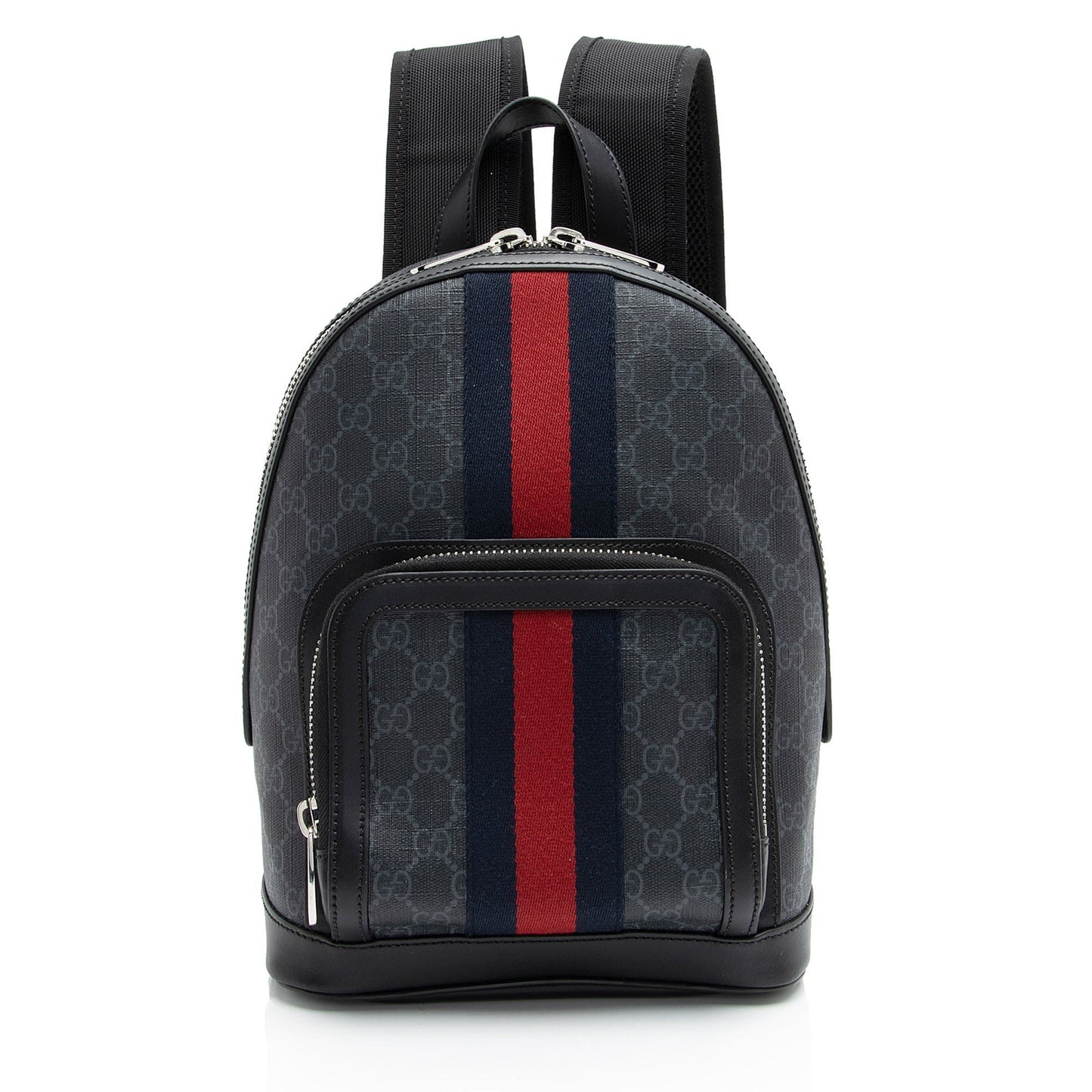 Gucci GG Supreme Web Day Backpack Leather Canvas Nylon Black Shoulder Bag