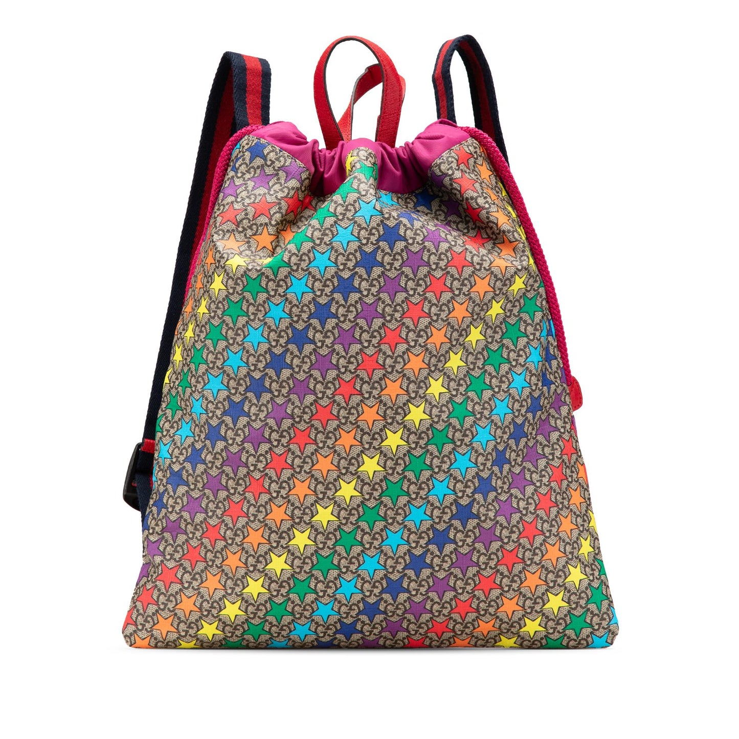 Gucci GG Supreme Web Star Print Canvas Brown Backpack