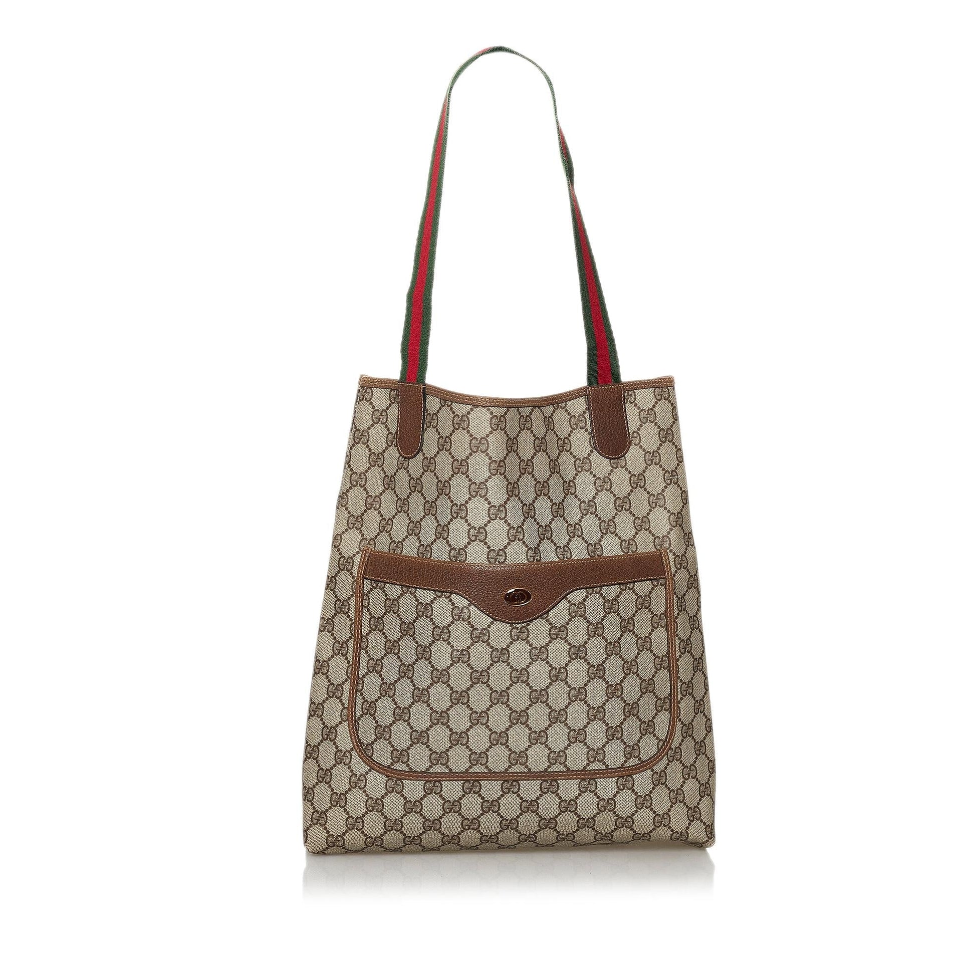 Gucci GG Supreme Web SHG Canvas Brown Tote Bag Bag Shg