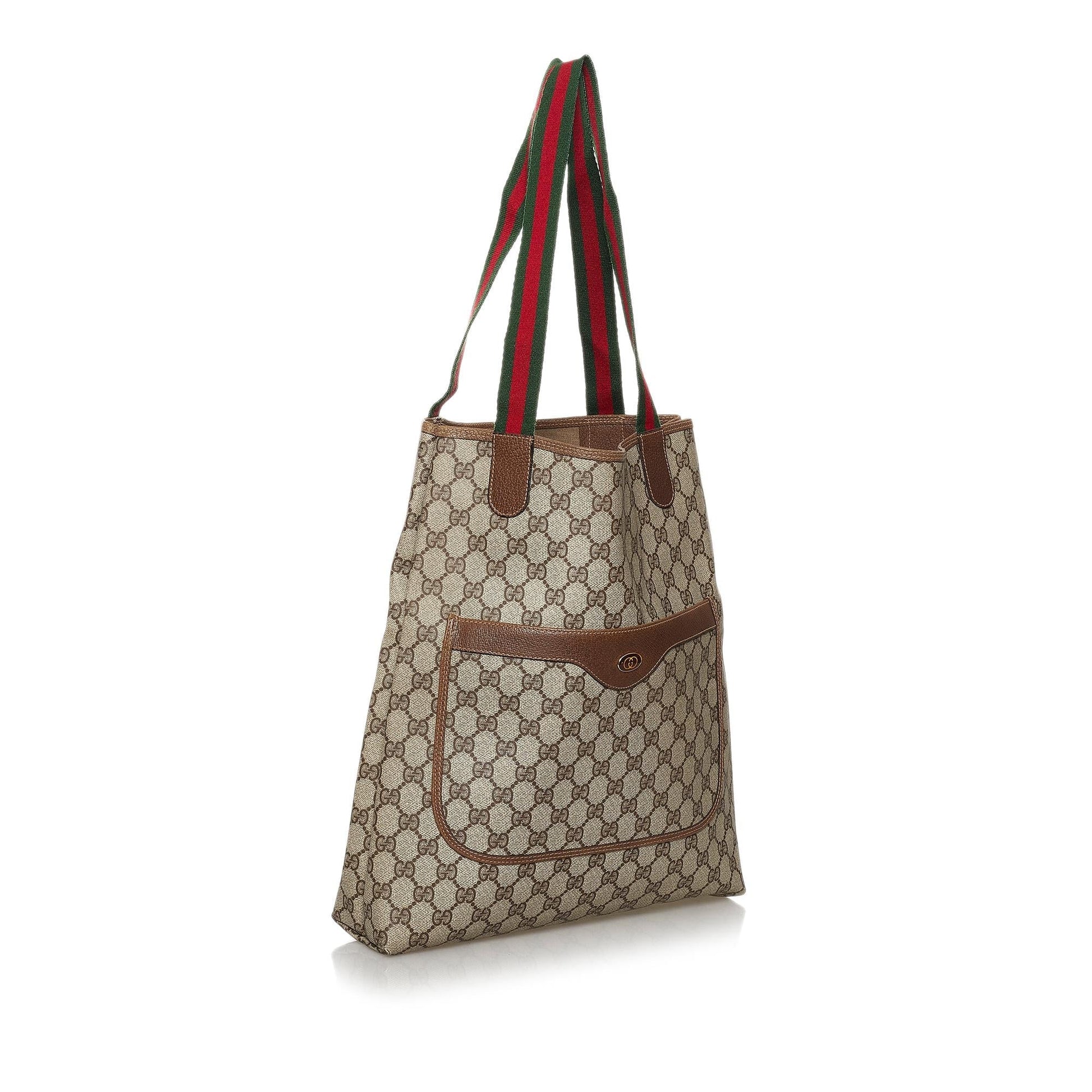 Gucci GG Supreme Web SHG Canvas Brown Tote Bag Bag Shg
